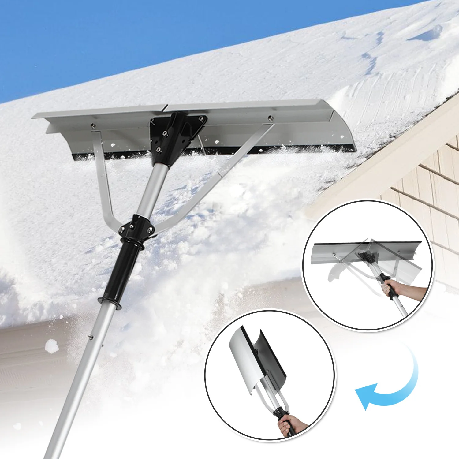 Schneeschieber Dachräumer Alu klappbar 6.3m