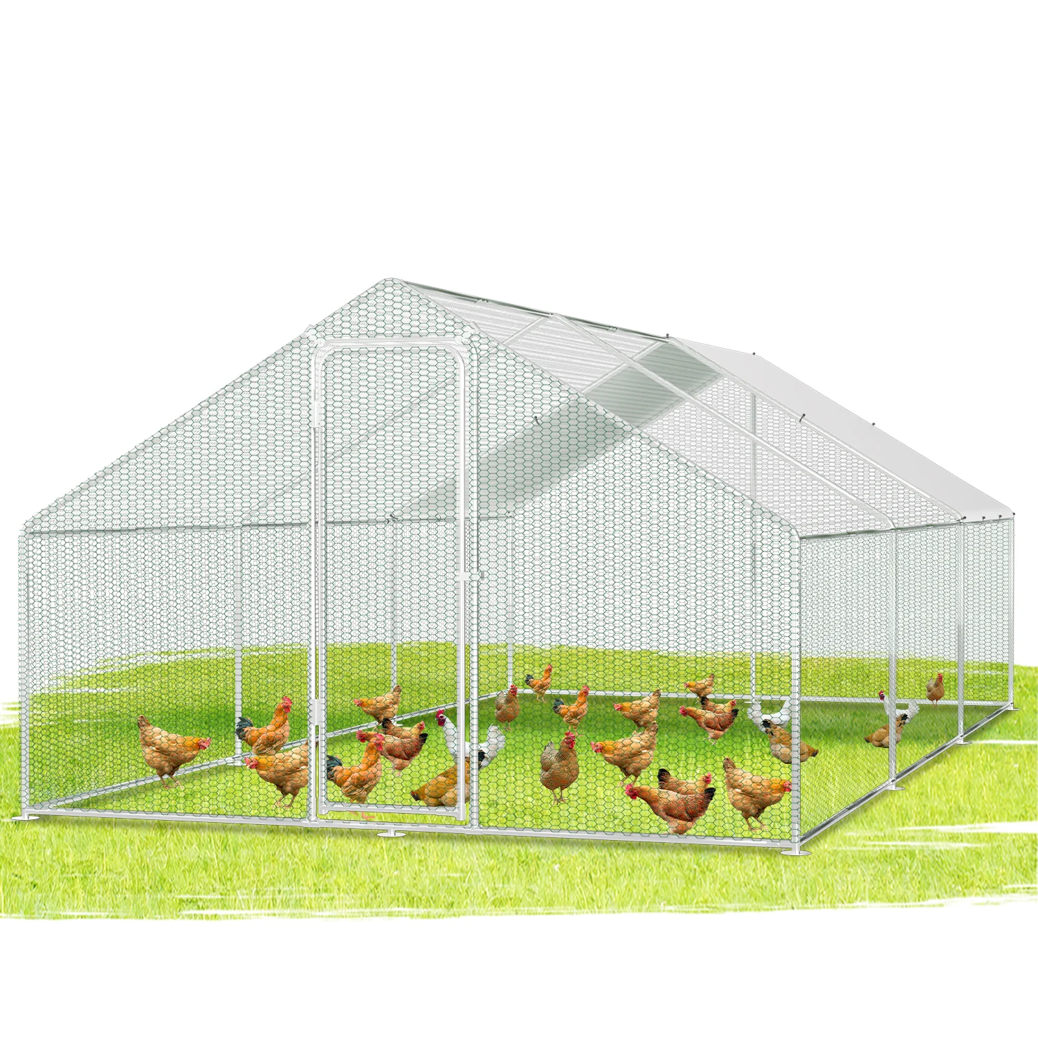 Hühnerstall Freilaufgehege Verzinkter Stahl mit Dachplane 3*6*2m