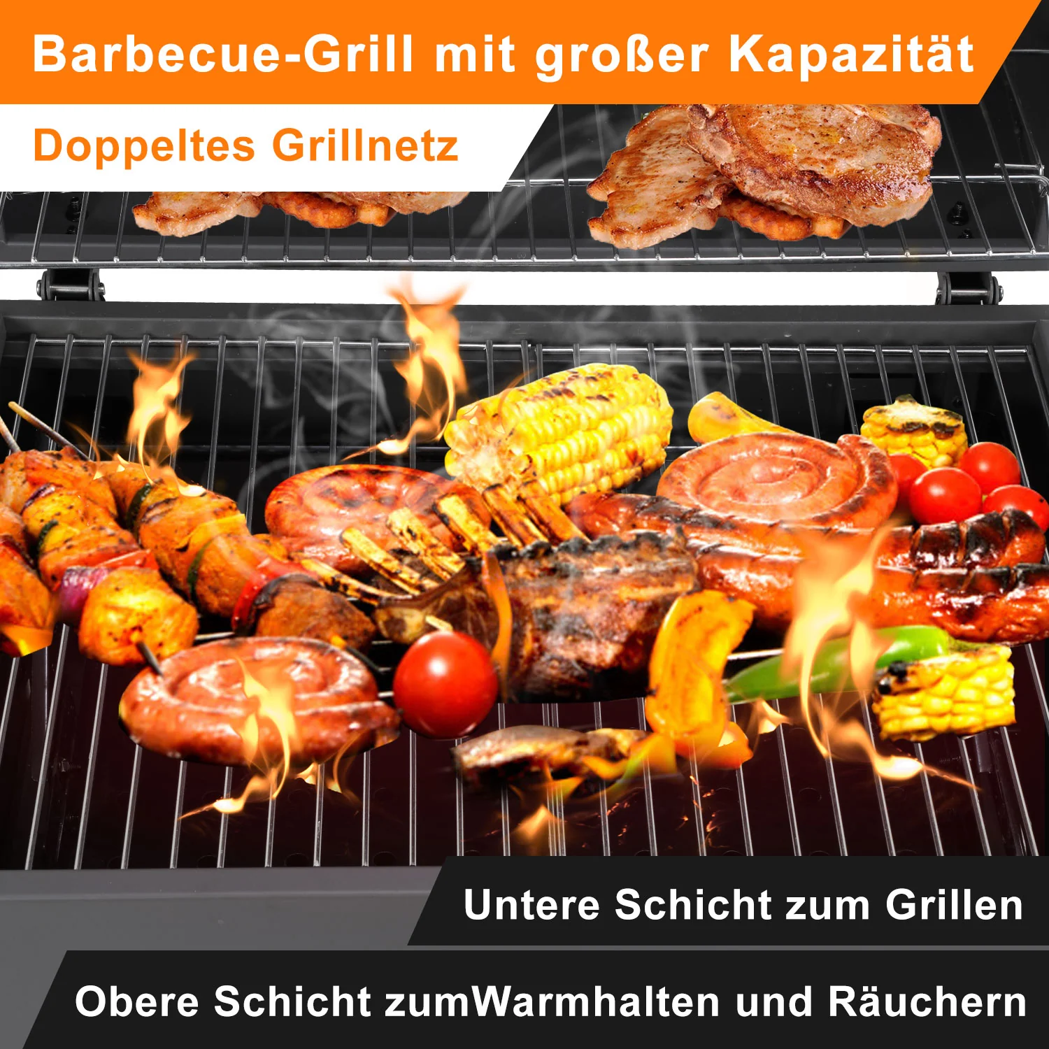 Holzkohlegrill BBQ XXL Smoker mit Deckel