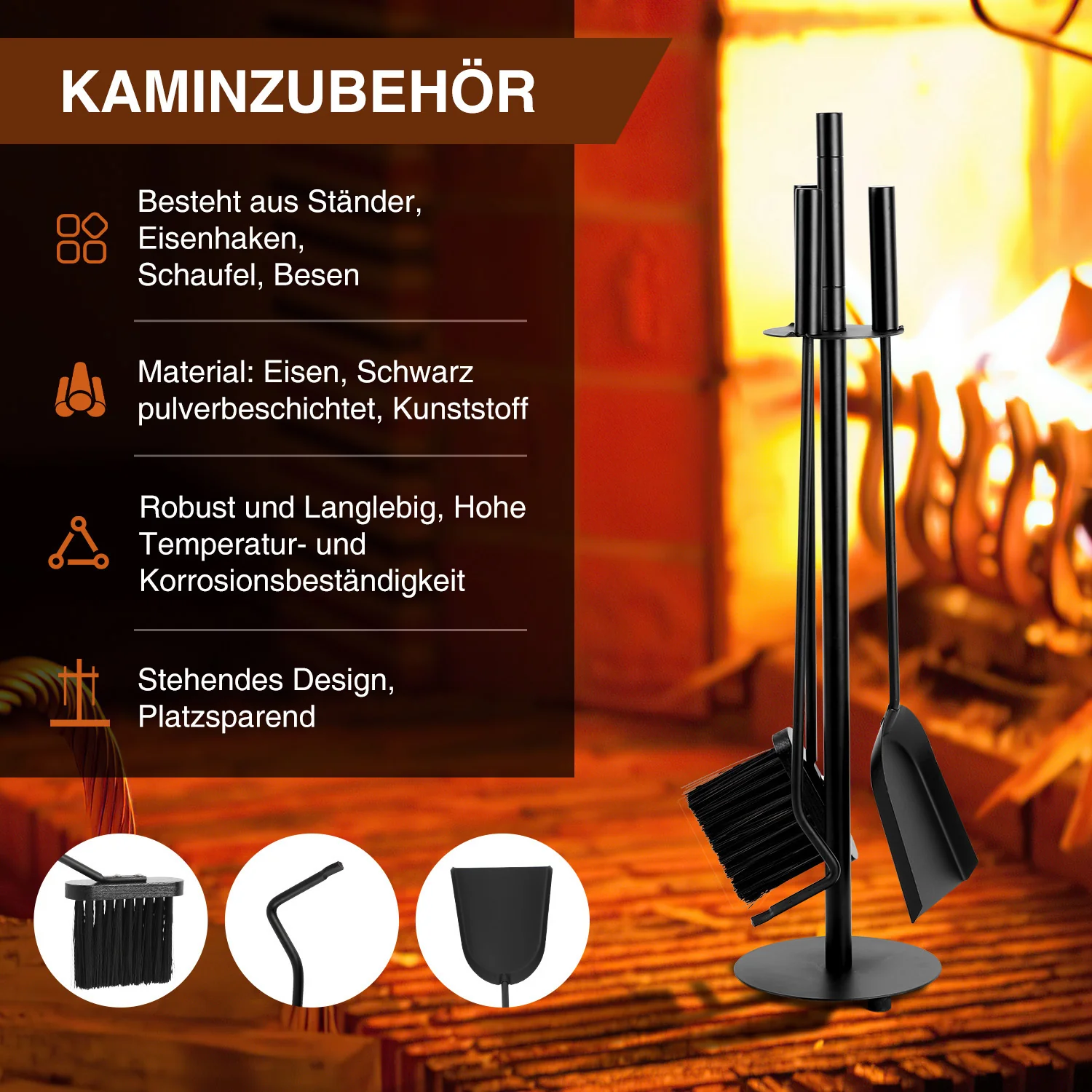 Kaminbesteck Kamingarnitur 3-teiliges
