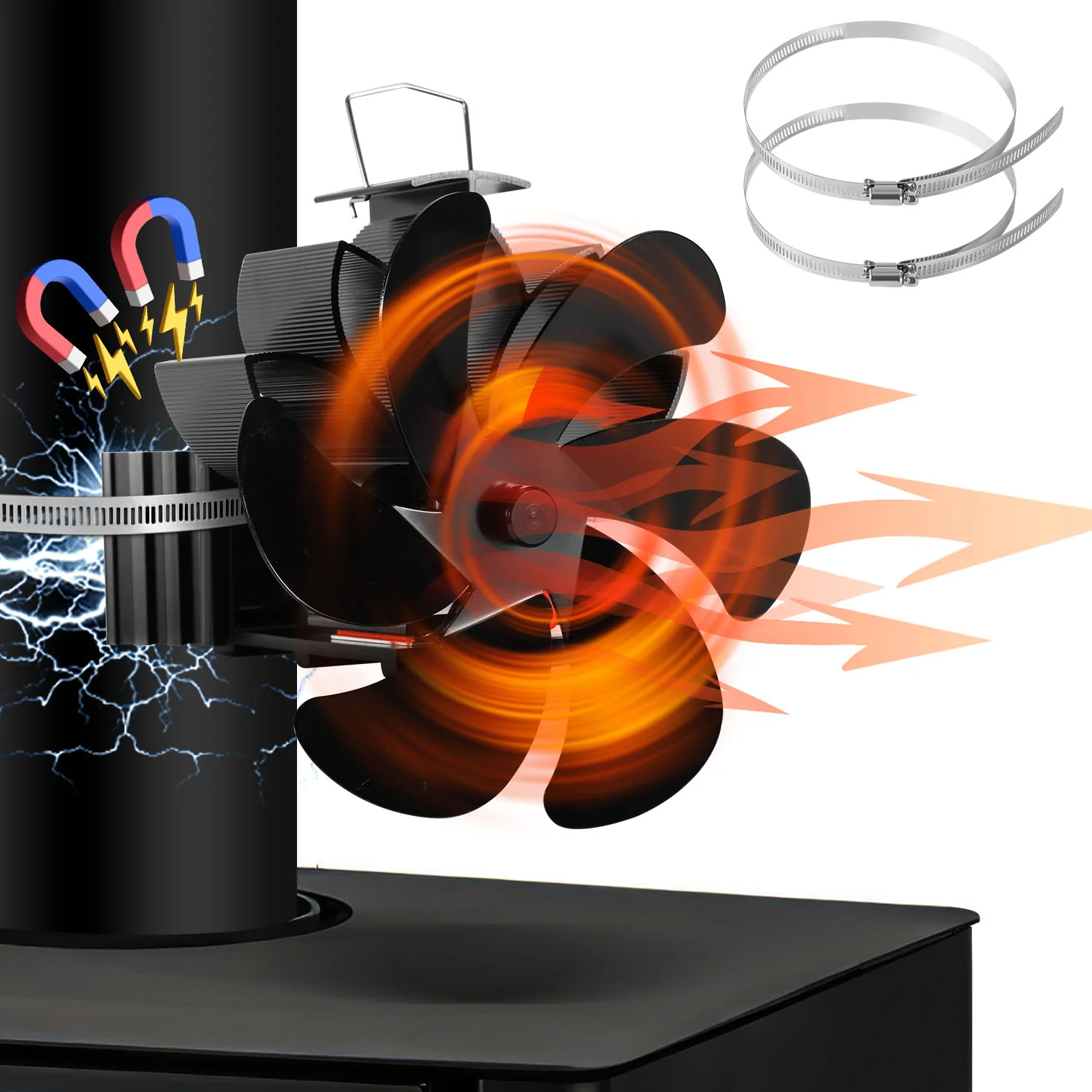 Kaminventilator 6 Blättern Magnetisch