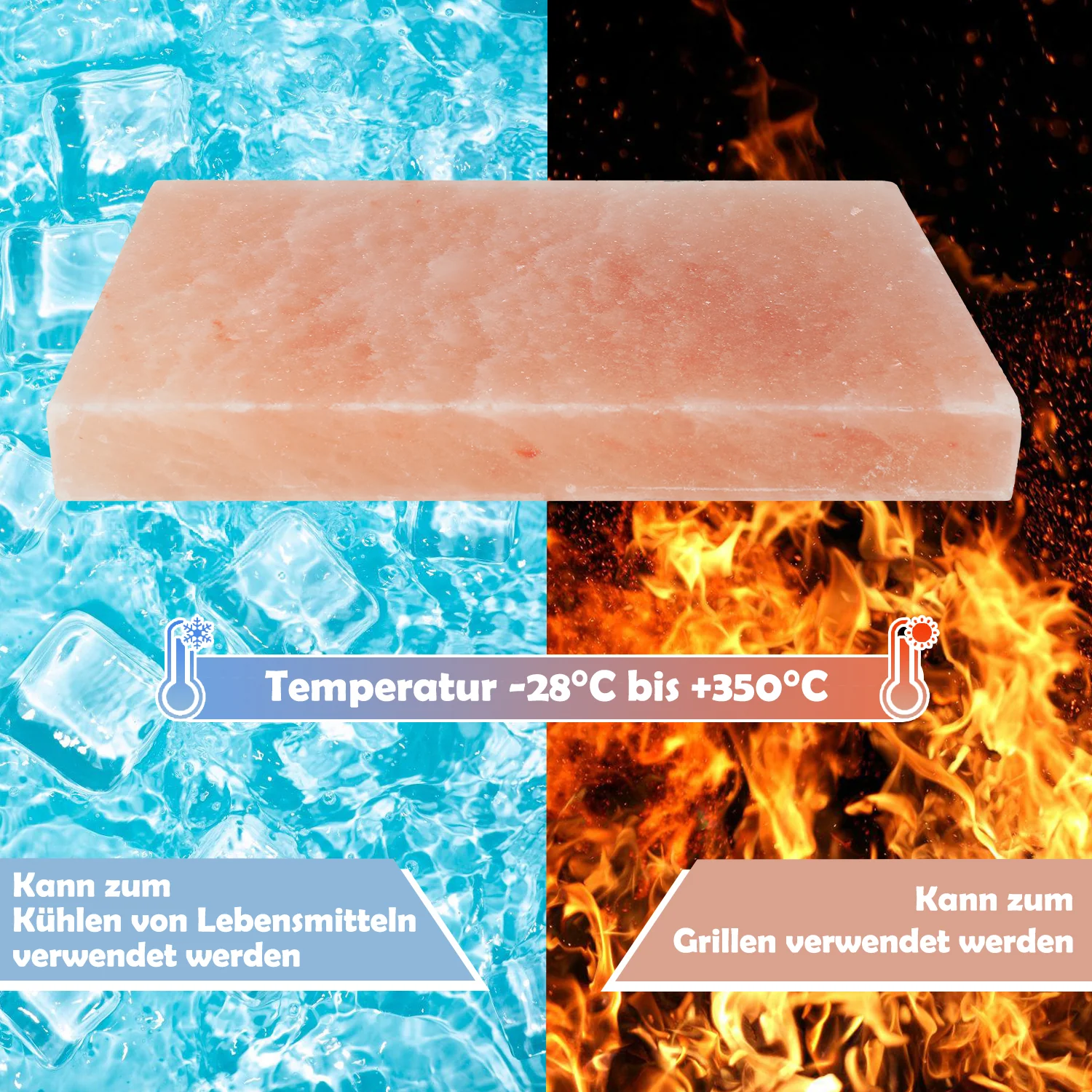 Salz Grillsteine 20x30x3cm Mit Eisenplatte