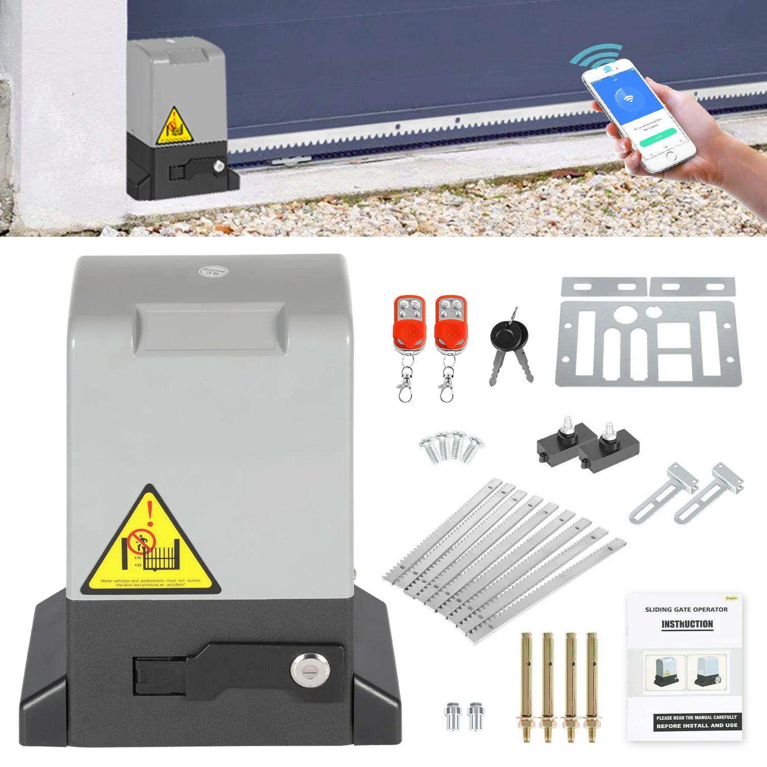 Schiebetorantrieb Garagentorantrieb mit App-Steuerung 370W/550W