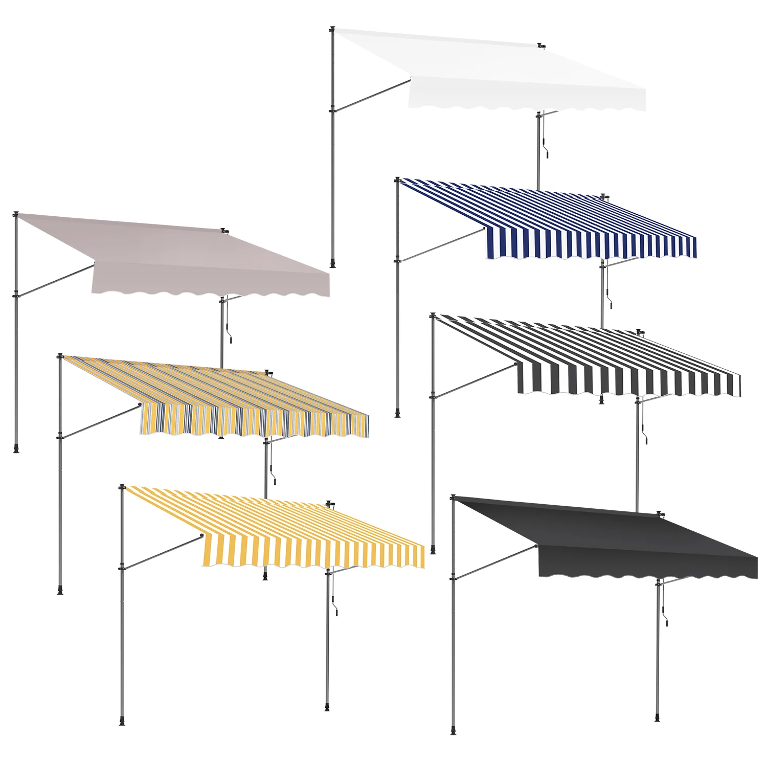 Klemmmarkise mit Handkurbel Einziehbare ohne Bohren