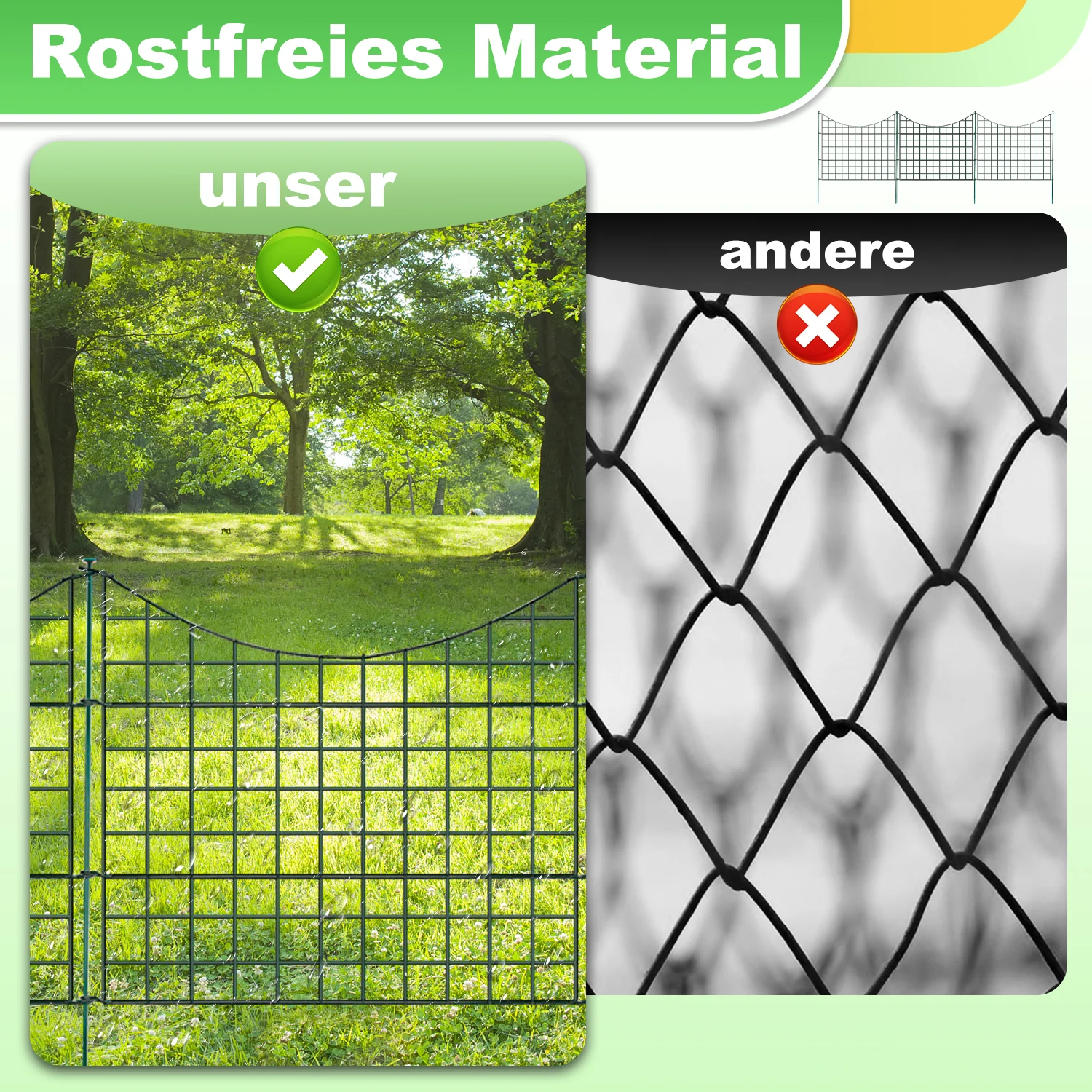 Teichzaun Gartenzaun 11tlg Set