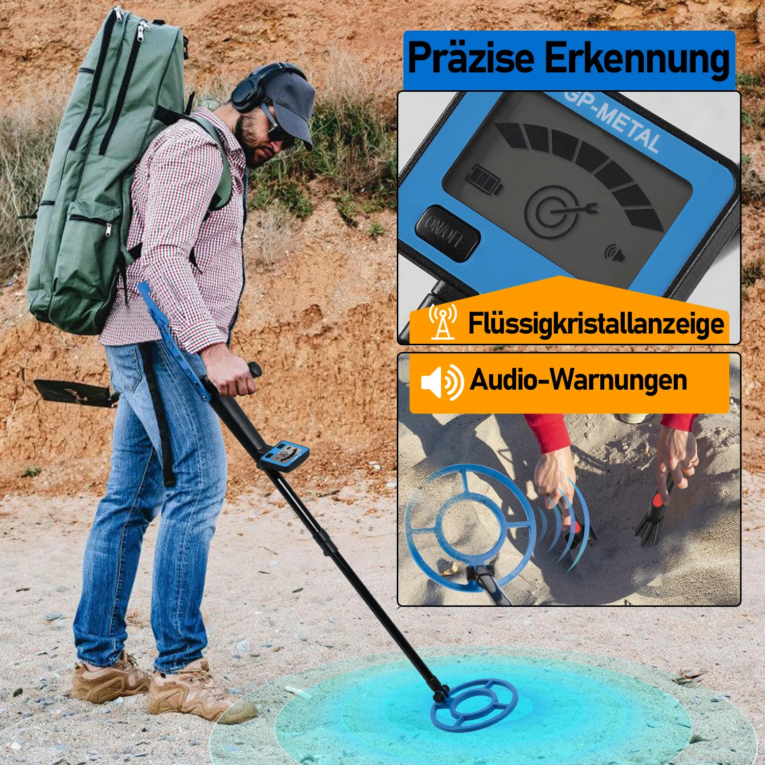 Metalldetektor Metallsucher mit LCD-Anzeige