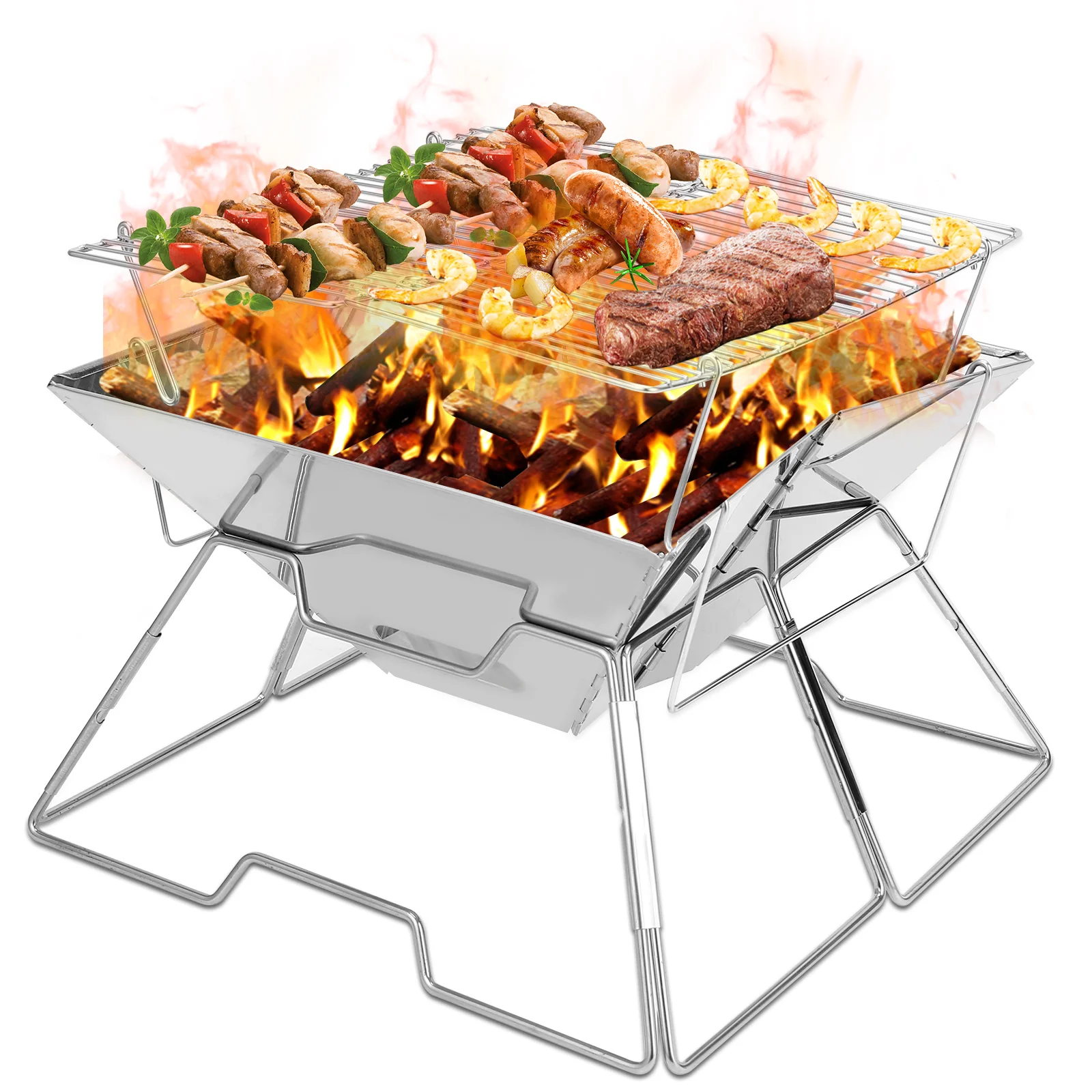 Klappgrill Edelstahl Camping Holzofen Tragbar