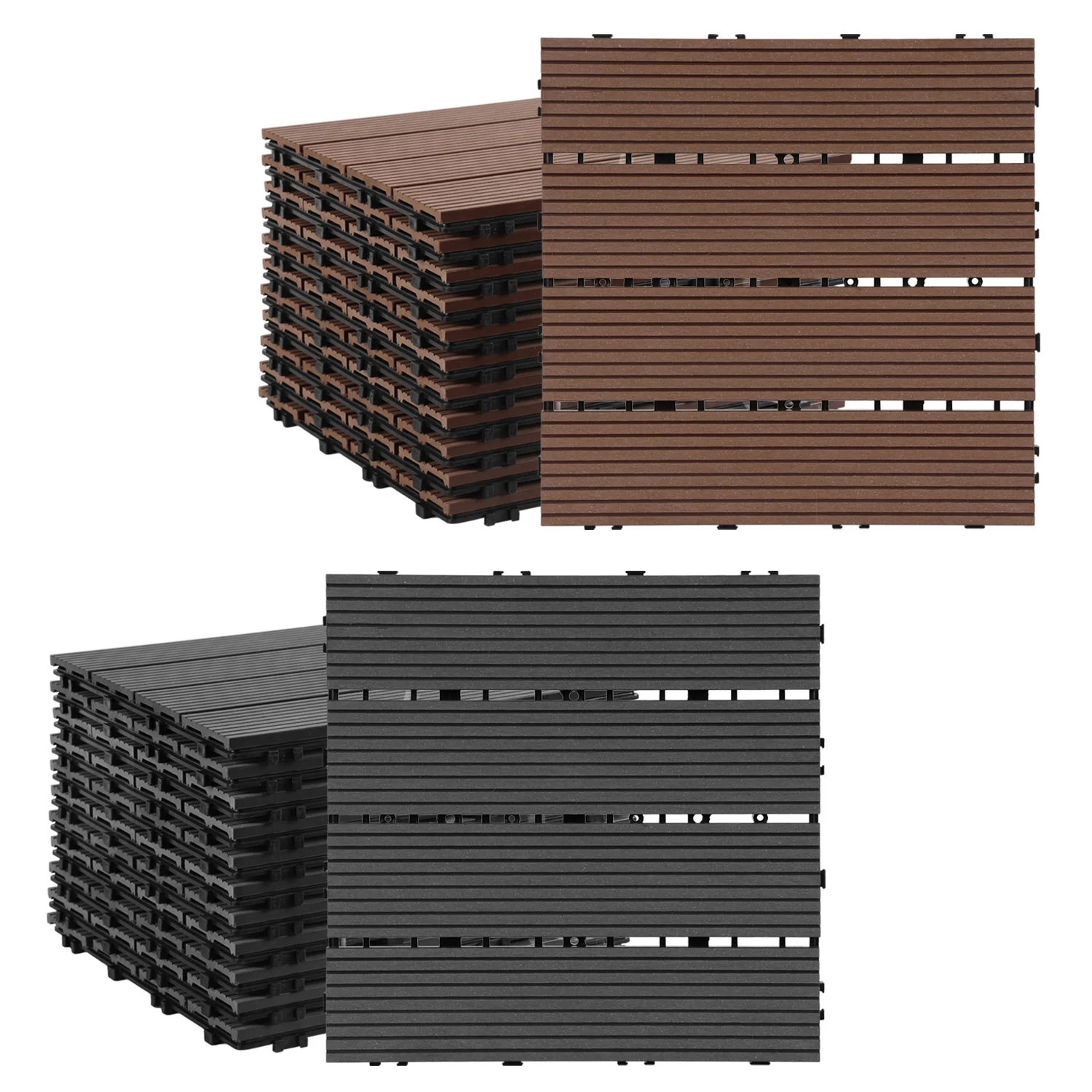 WPC Terrassenfliesen 30x30 cm 11 Stück Set