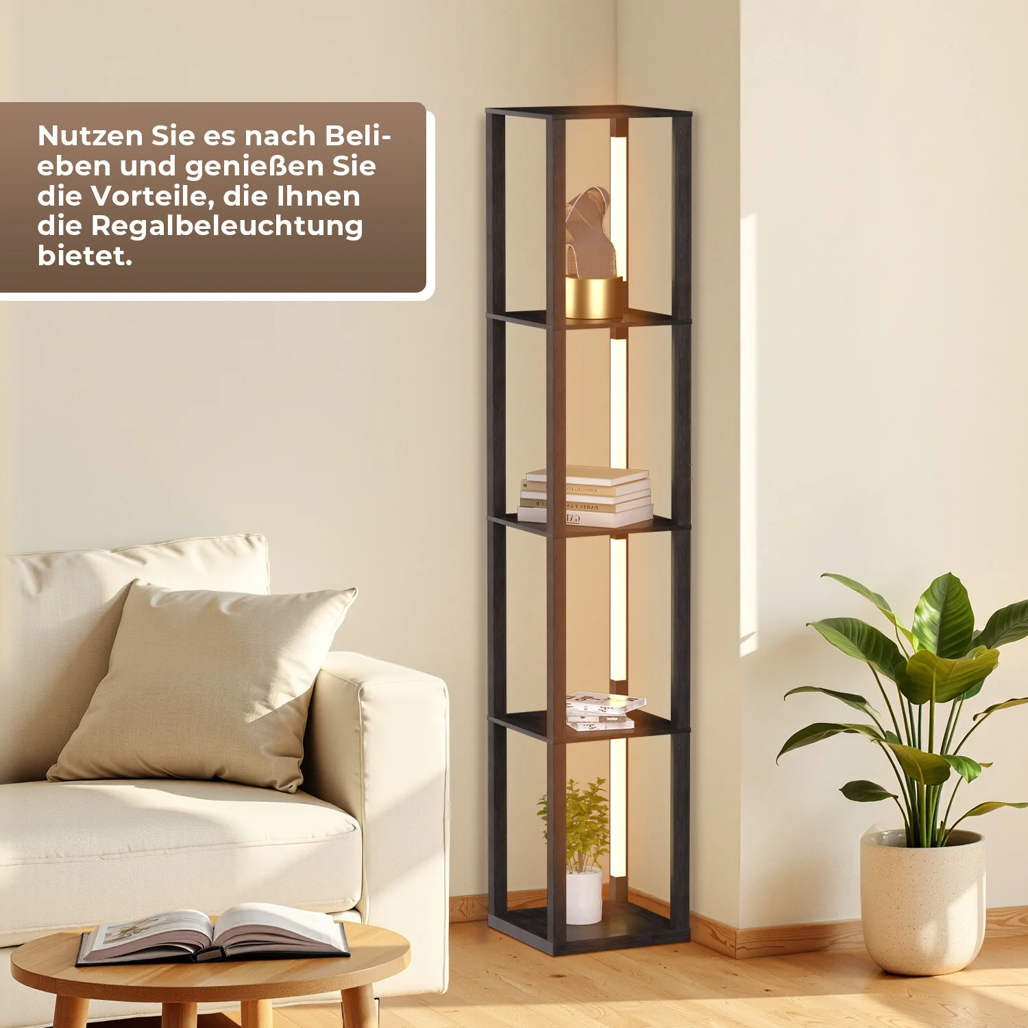 LED Stehleuchte Stehlampe Dimmbarer mit Regal und Fernbedienung