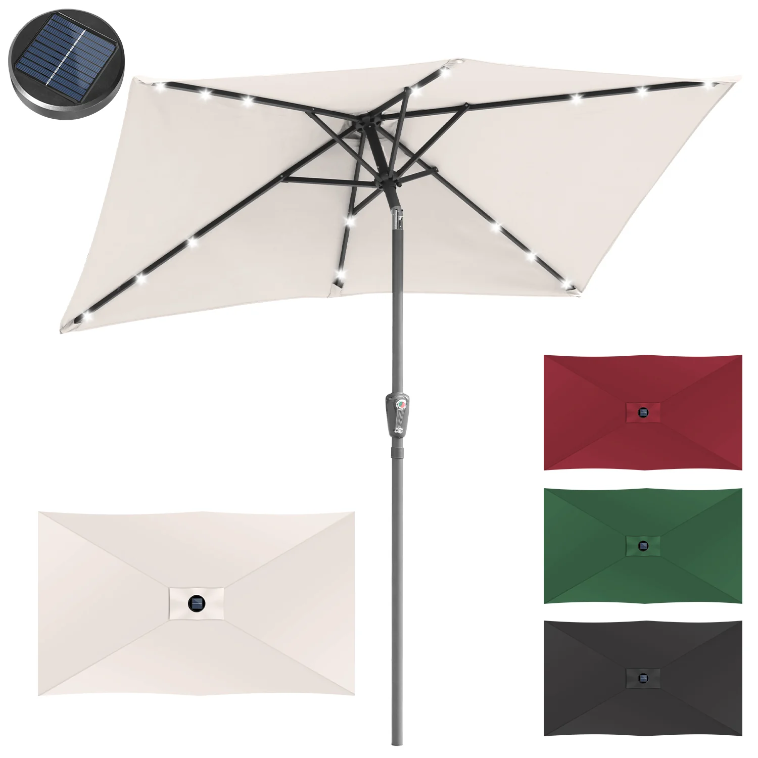 Sonnenschirm 210x140 / 300x200cm Rechteckig mit LED Solar