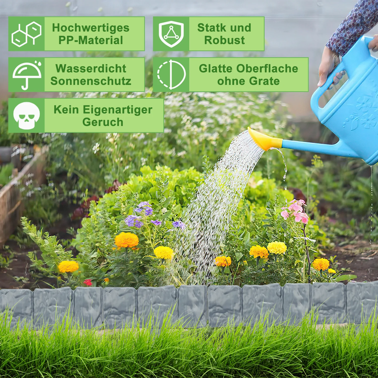 Rasenkante Kunststoff Steinoptik