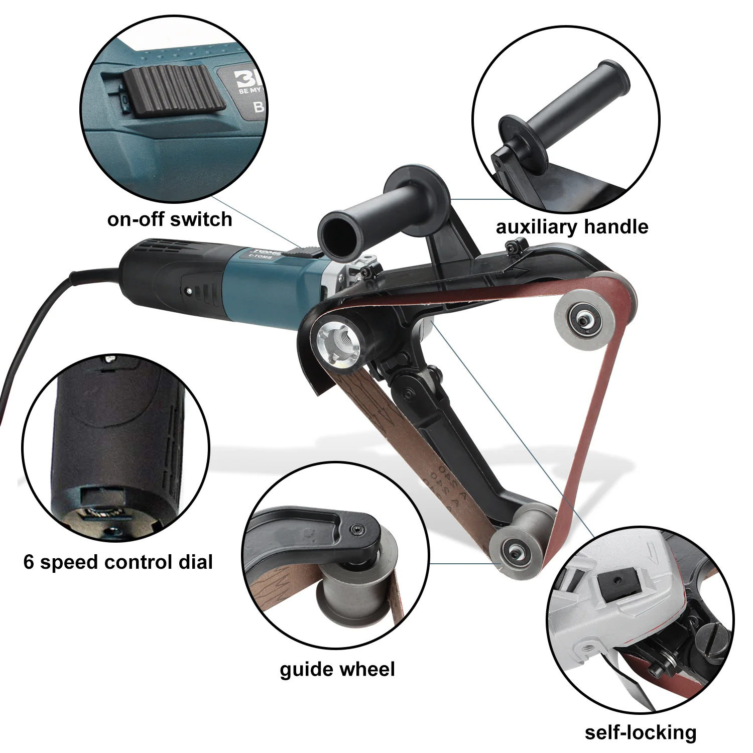 Schleifmaschine Rohrbandschleifer 1300W mit 3 Körnungen
