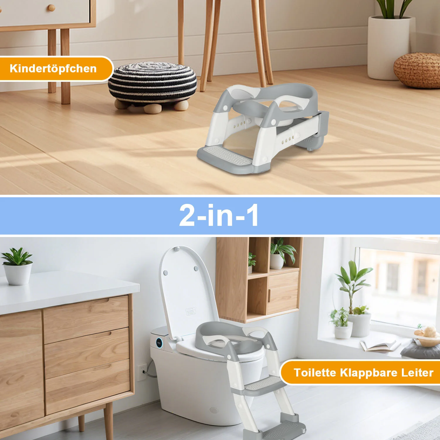 Toilettensitz mit Treppe 2-in-1 Toilettentrainer