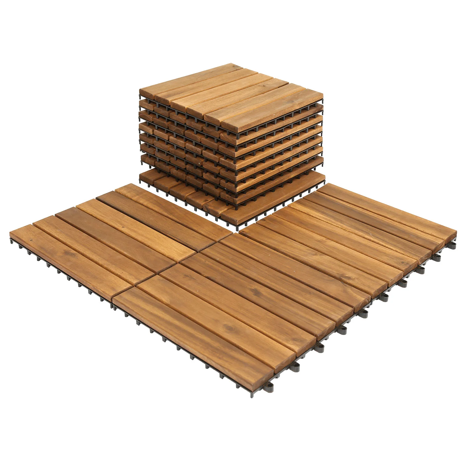 Holzfliesen 30x30cm 6 Latten Fliese (11 Stück)