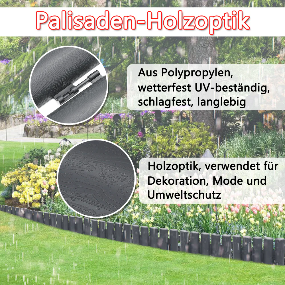 Kunststoff Rasenkante Holz Optik