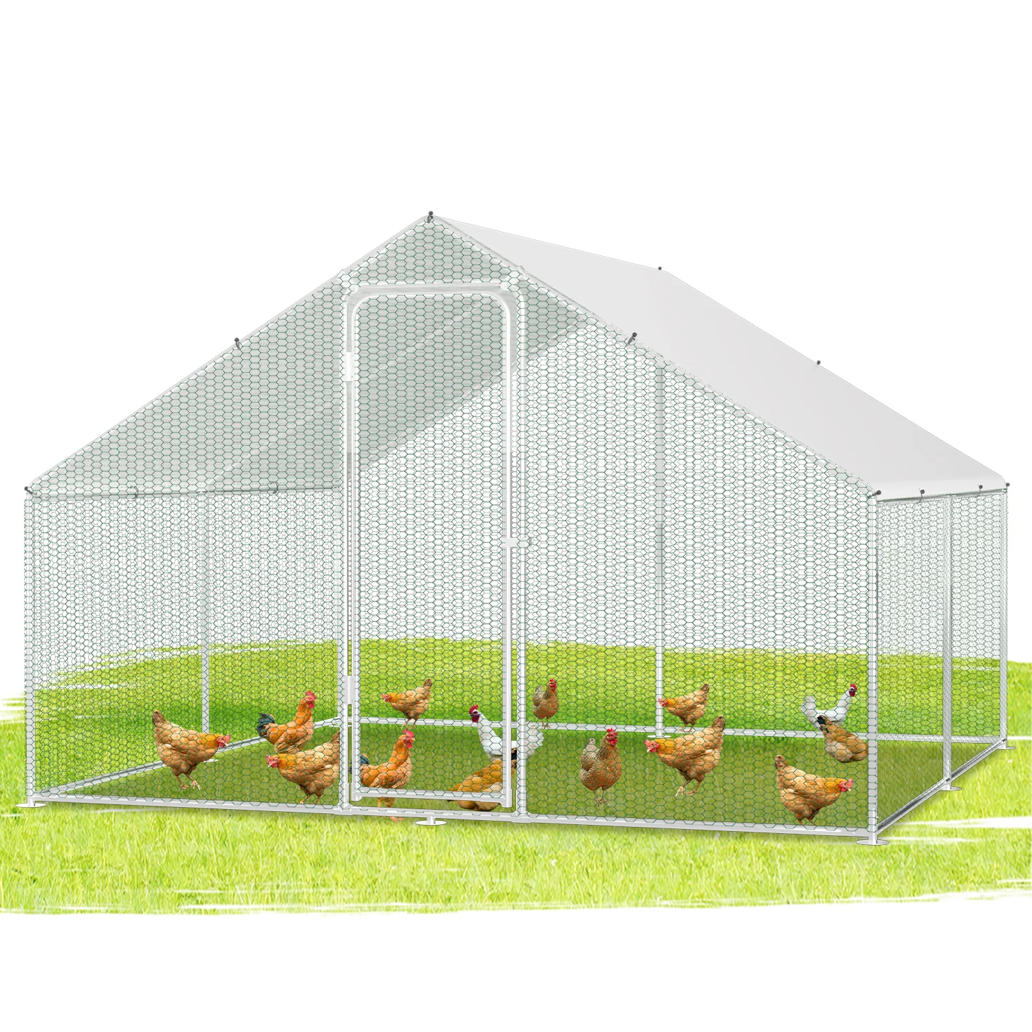 Hühnerstall Freilaufgehege Verzinkter Stahl mit Dachplane 3*3*2m