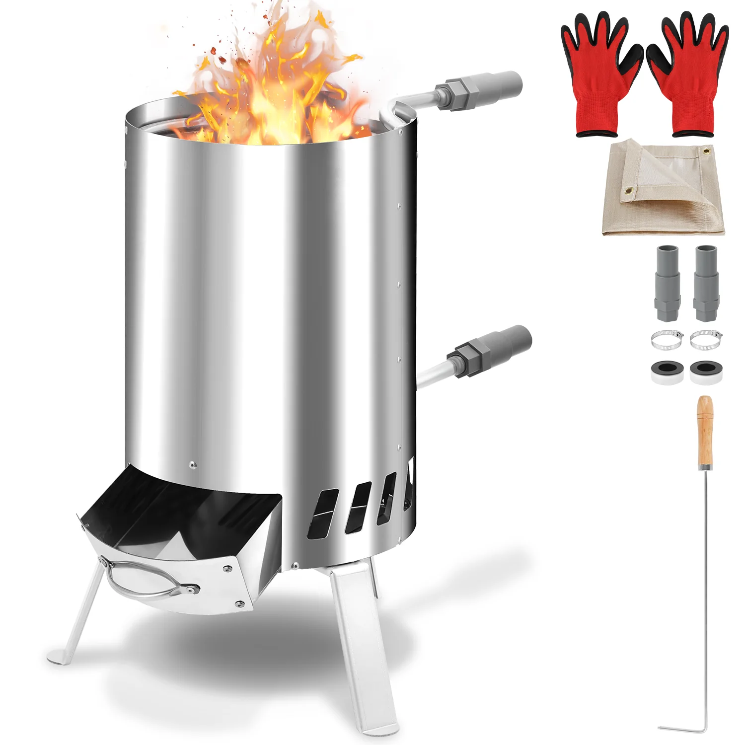 Poolheizung Brennholz Feuer Feuertonne Edelstahl