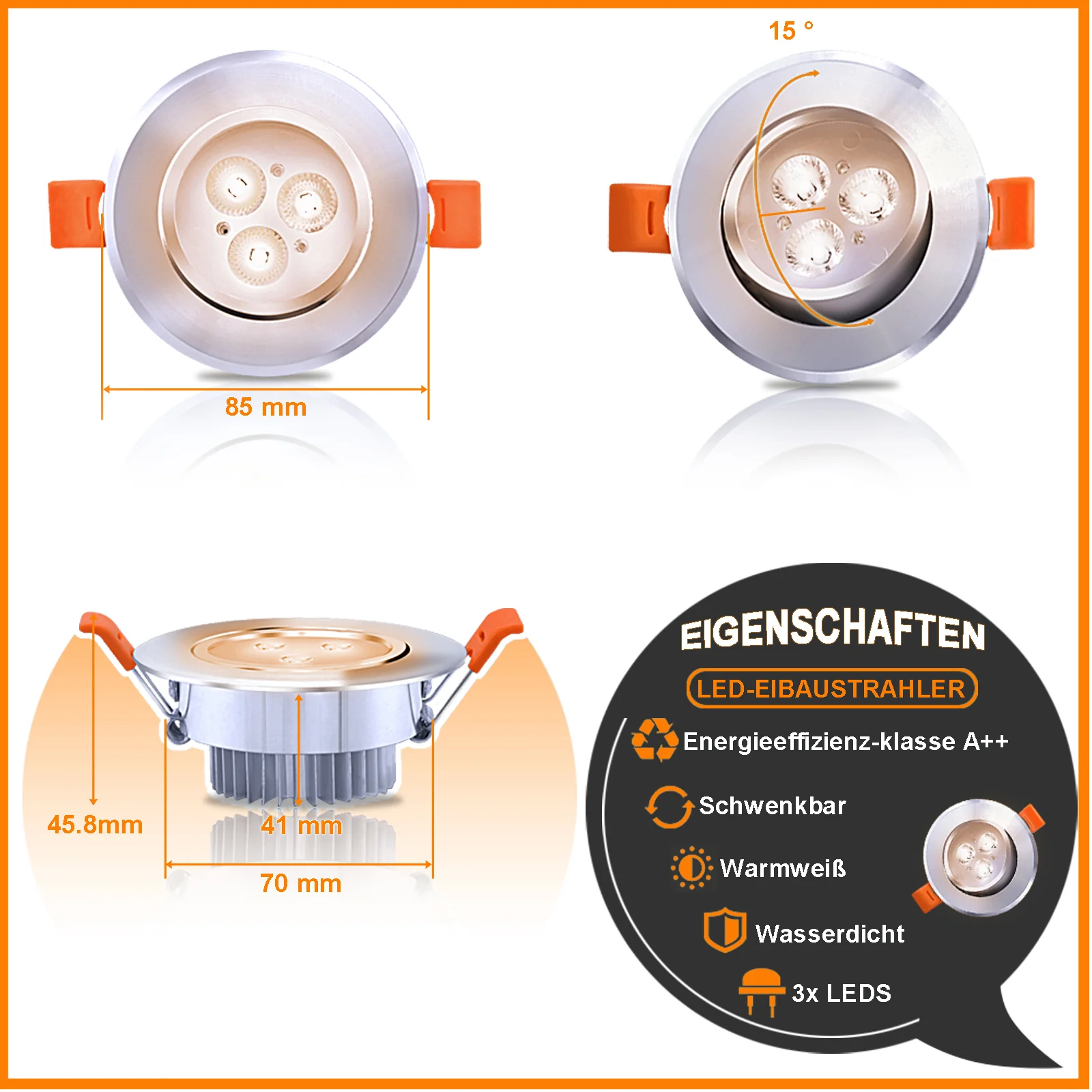 LED Einbaustrahler 3W/5W/7W Kaltweiß/Warmweiß