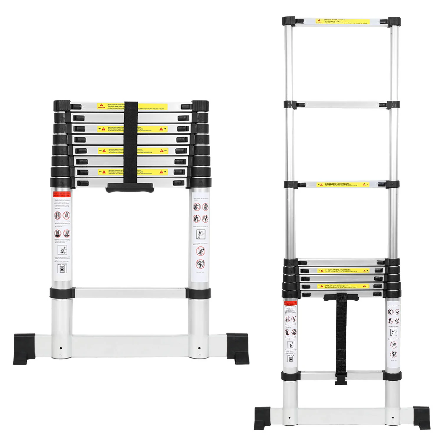 Teleskopleiter Aluminium Belastbarkeit bis zu 150kg 2.6m-5m mit Stabilisator