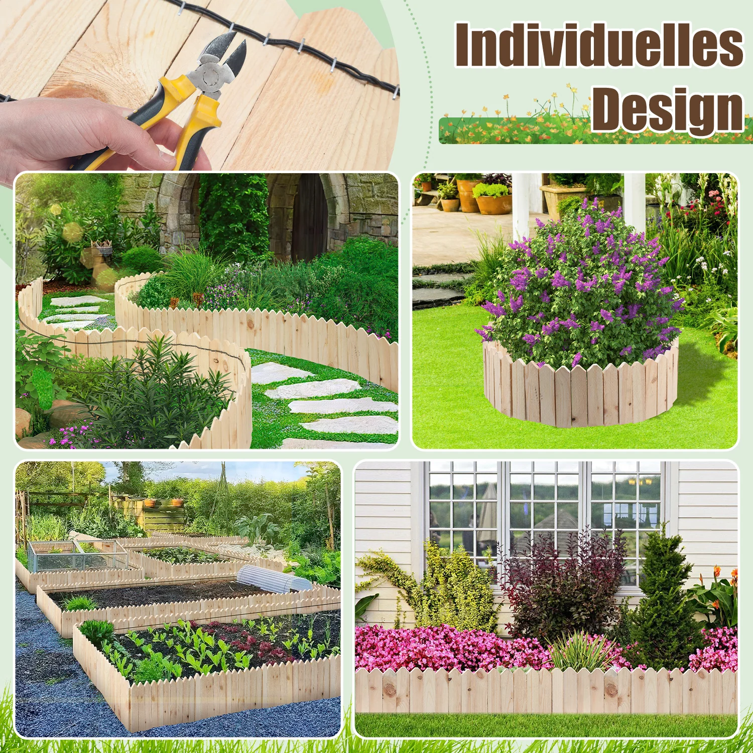 Rasenkante Beeteinfassung Gartenzaun Holz