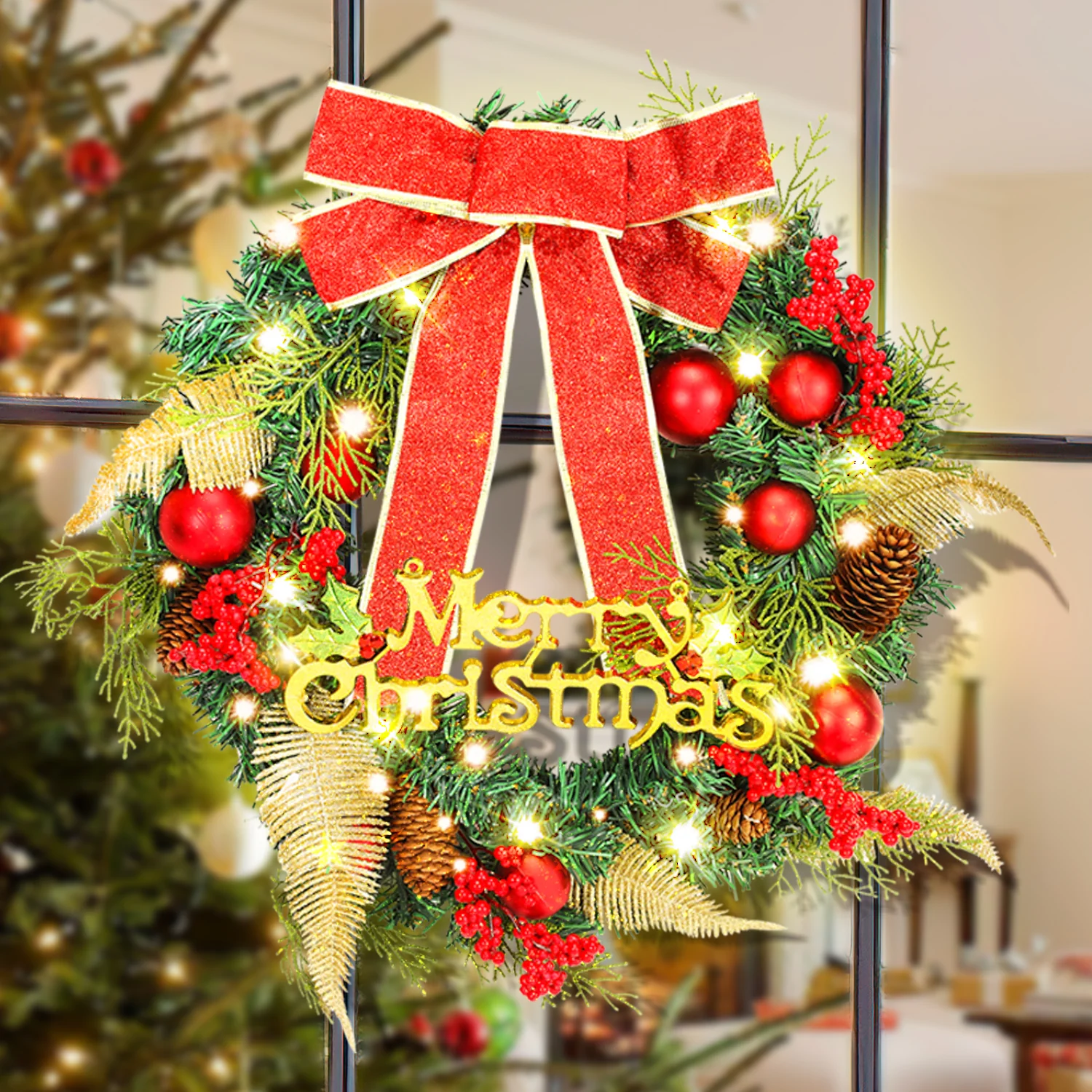 Weihnachtskranz mit Beleuchtung