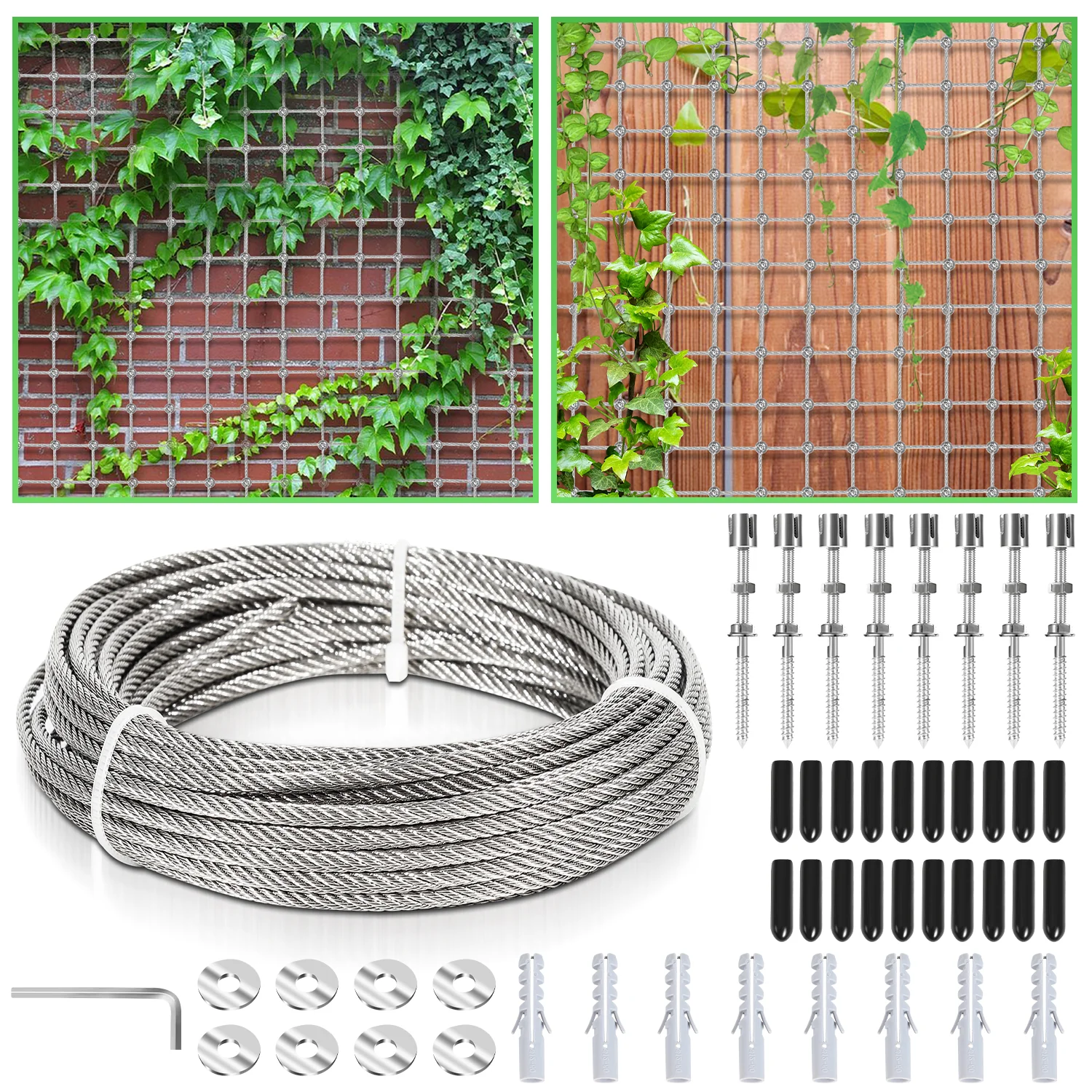 Rankhilfe Edelstahl für Kletterpflanzen 12m