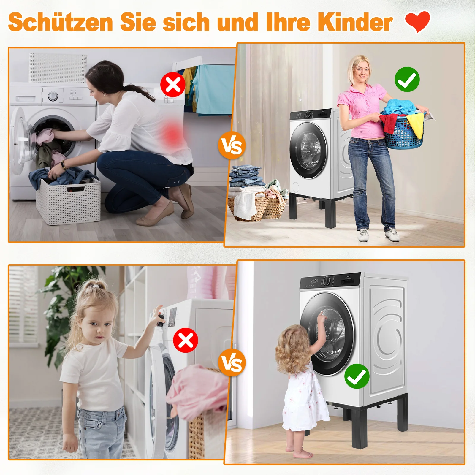 Waschmaschinen Untergestell mit Skala 50-80cm Einstellbare