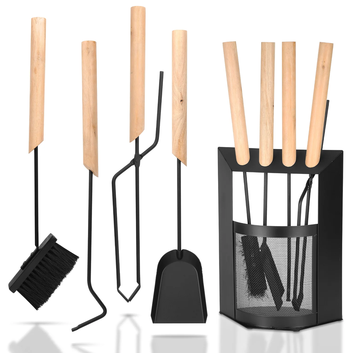 Kaminbesteck 4-teiliges Kaminbesteck Set Holzgriff