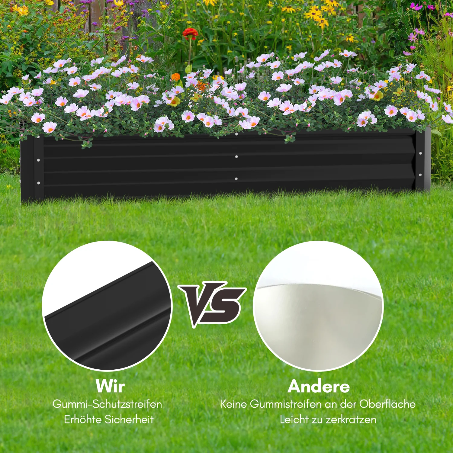 Metall Hochbeete Hochbeete-Kit mit Stützstangen für Garten