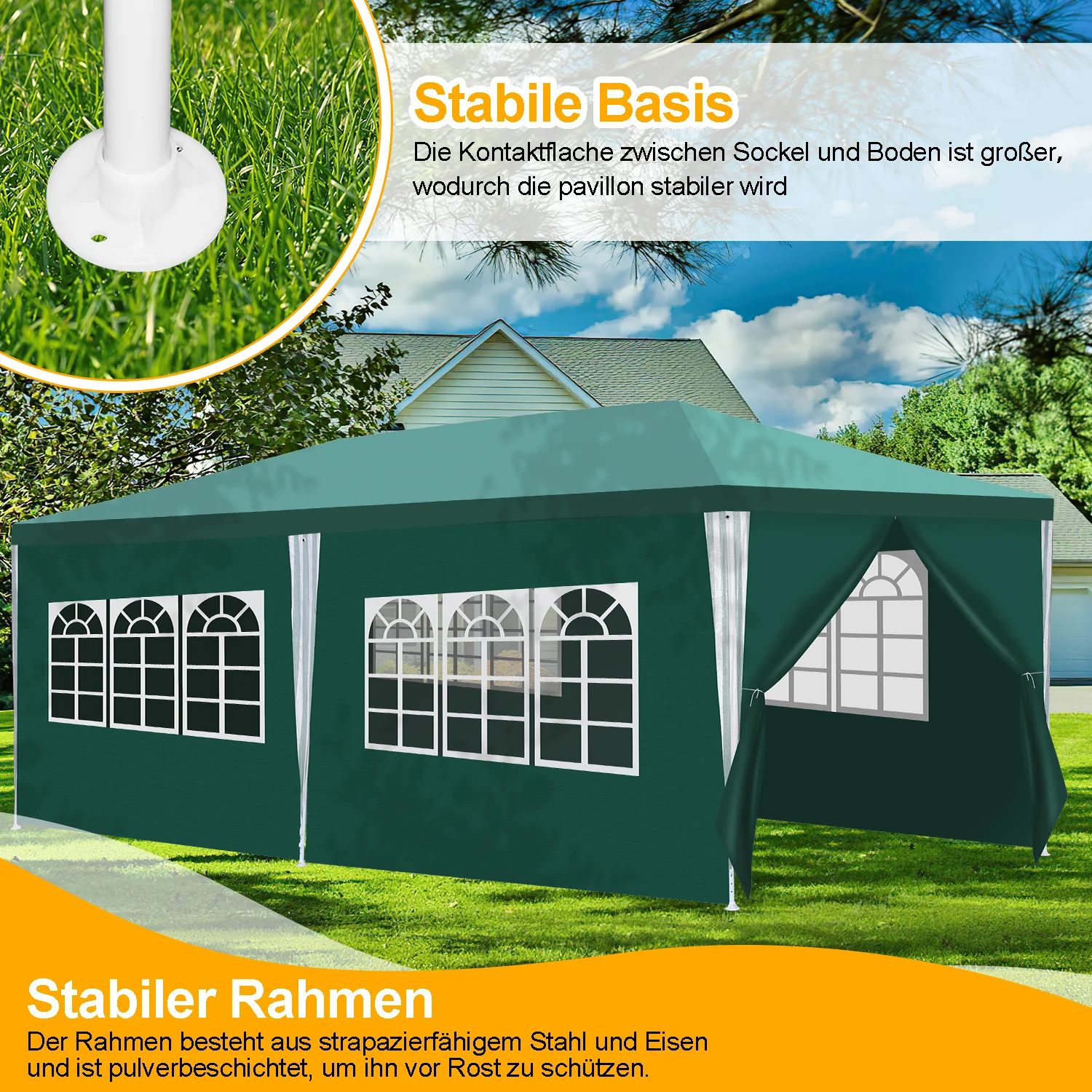 Pavillon 3x6m Partyzelt Wasserdicht mit Seitenteilen