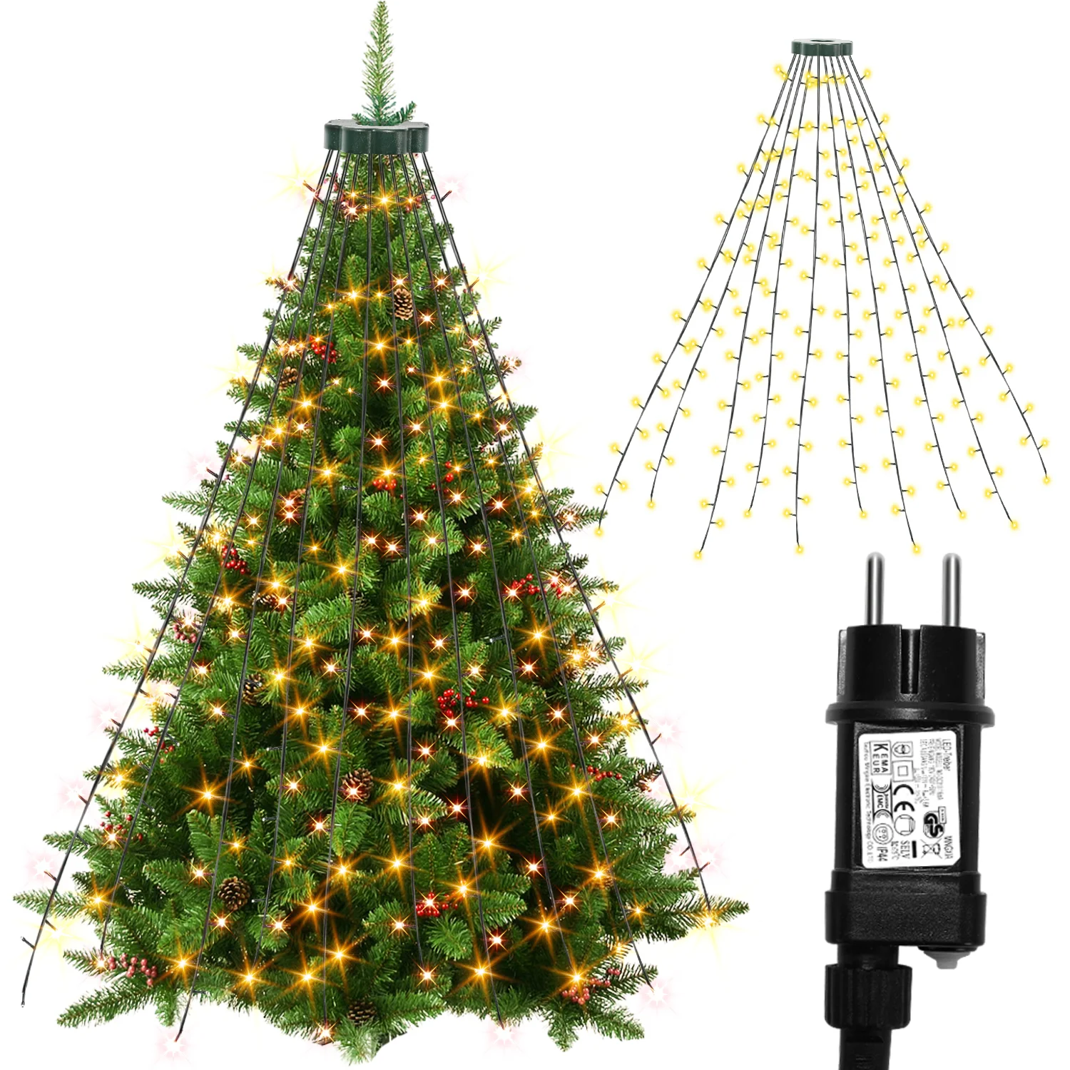 LED Christbaumbeleuchtung mit Ring 280 LEDs Warmweiß IP44