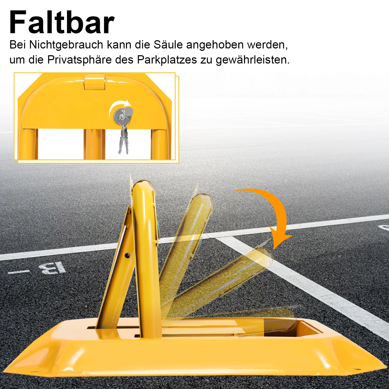 Klappbar Parksperre mit 3 Schlüsseln