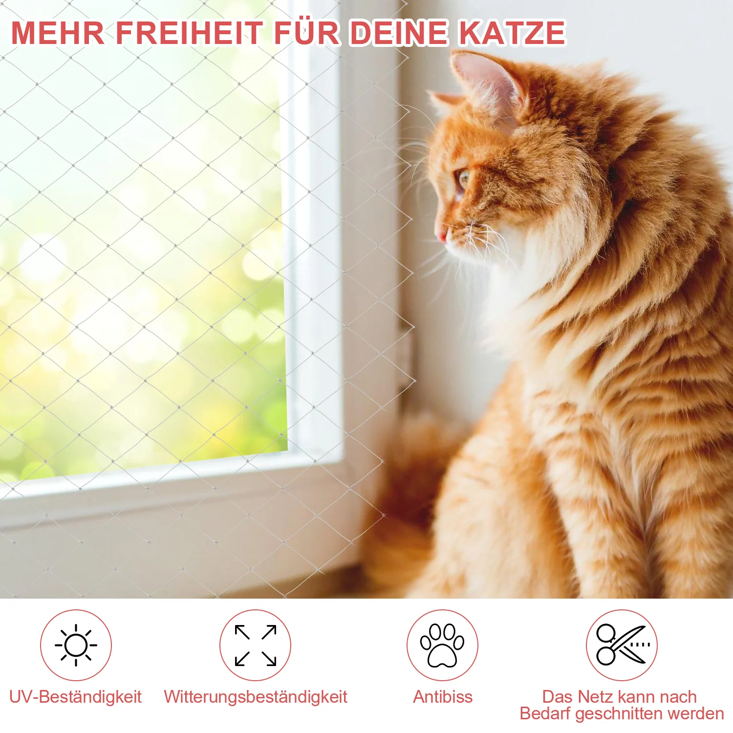 Katzennetz Balkonnetz Sicherheitsnetz 3x8m