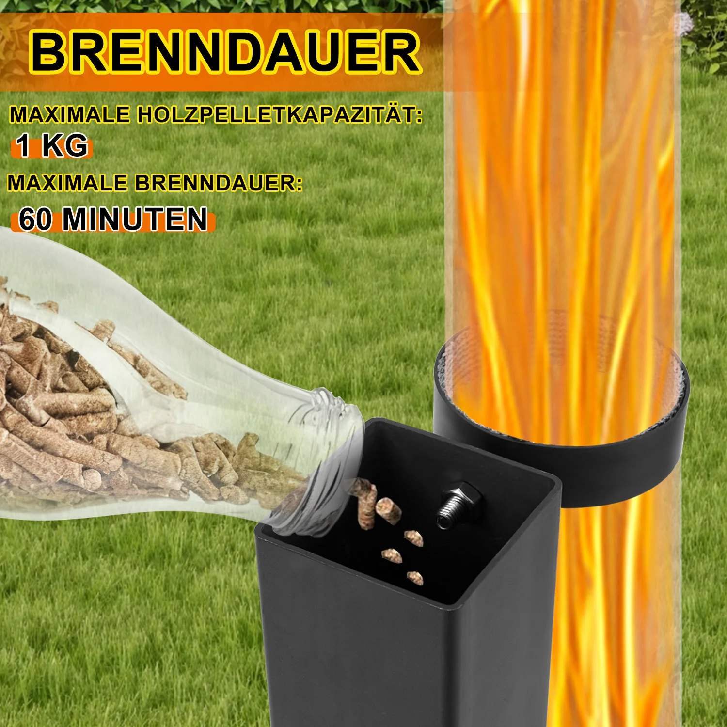 Pelletfackel Feuerrohr Kohlenstoffstahl mit Glasröhre