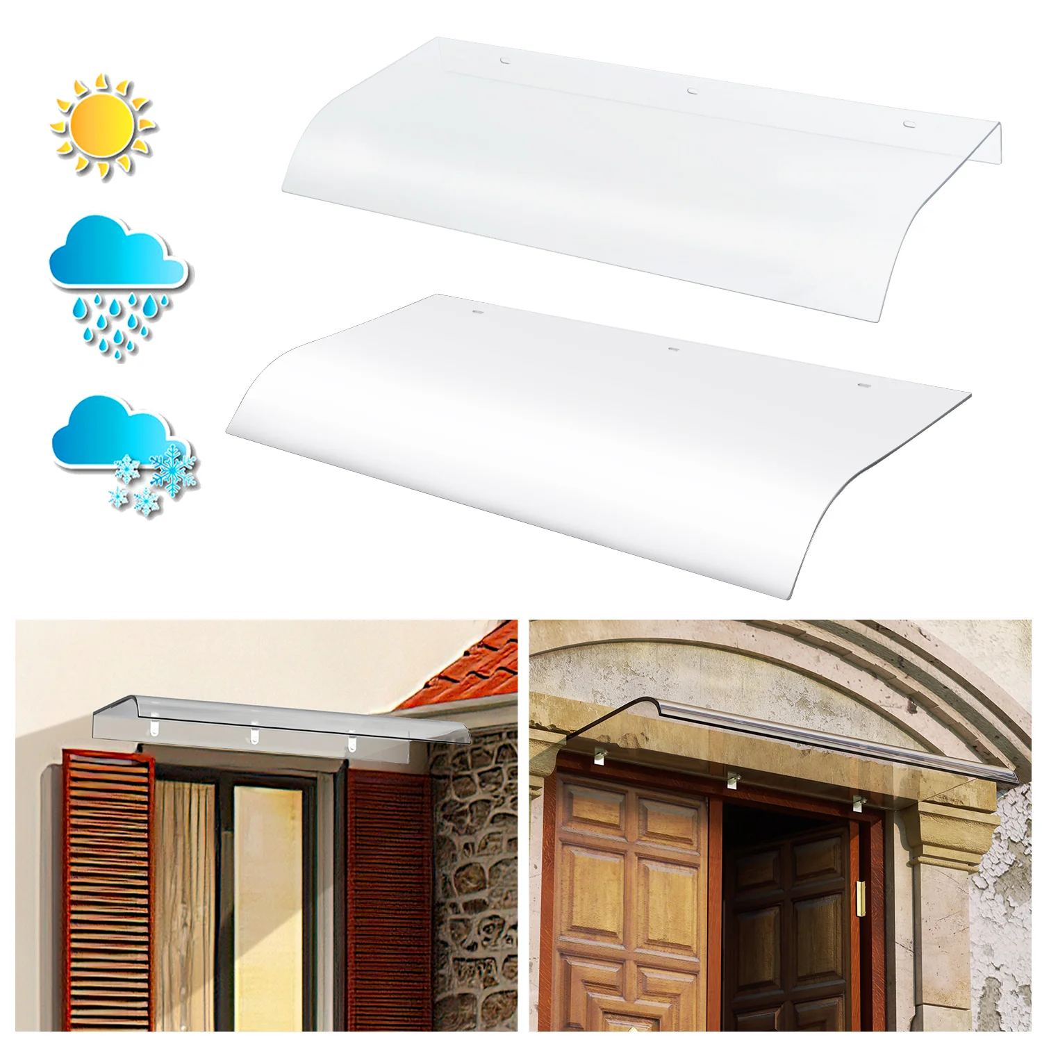 Vordach für Haustür 40x80cm Unsichtbare Überdachung
