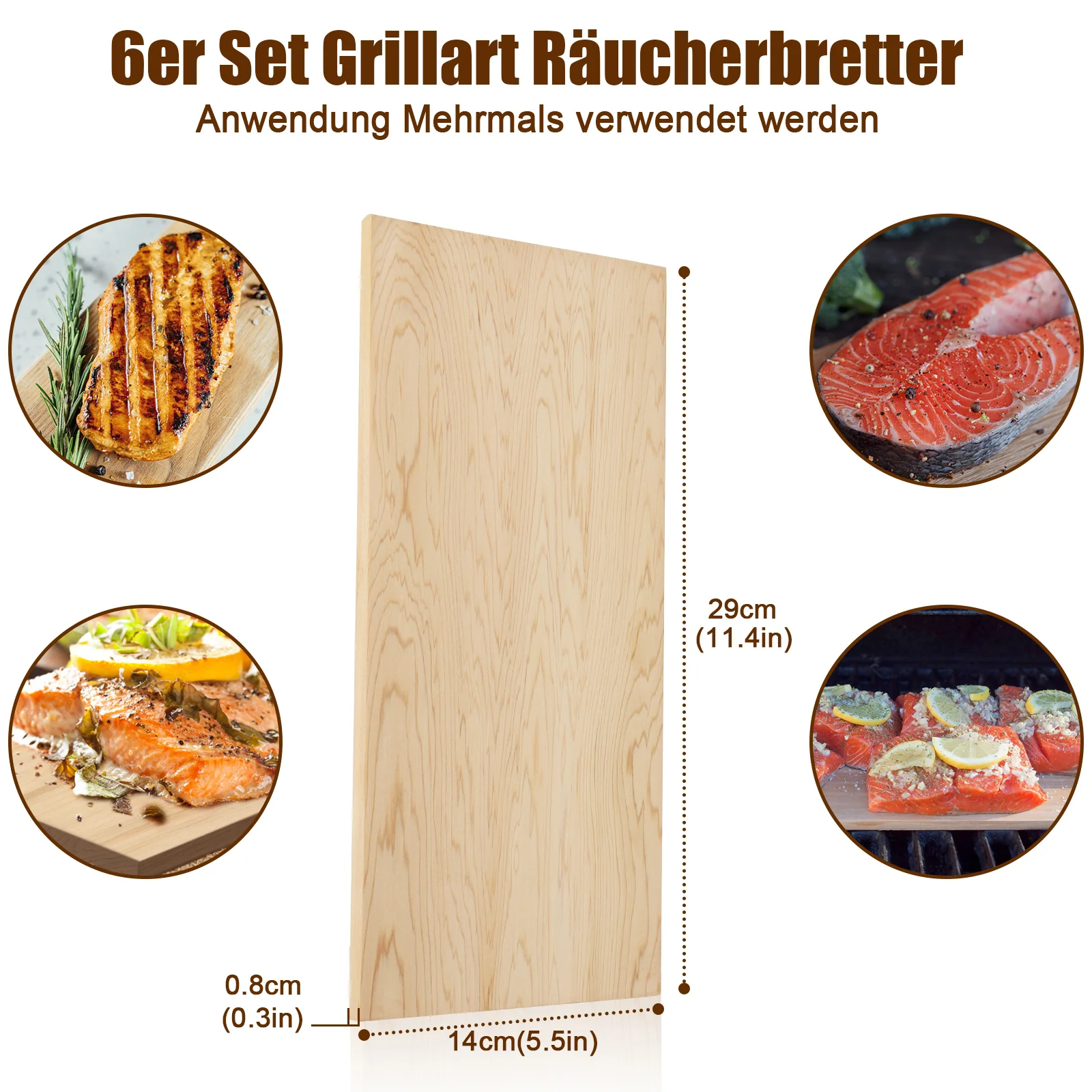 Räucherbretter Grillplanken 6er Set