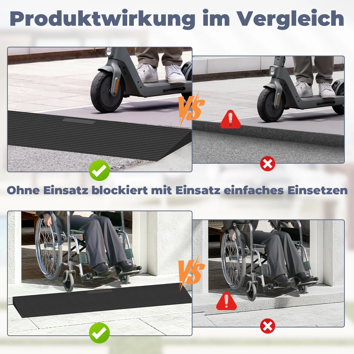 Türschwellenrampe Rollstuhlrampe Gummi 1,5-4,5 cm