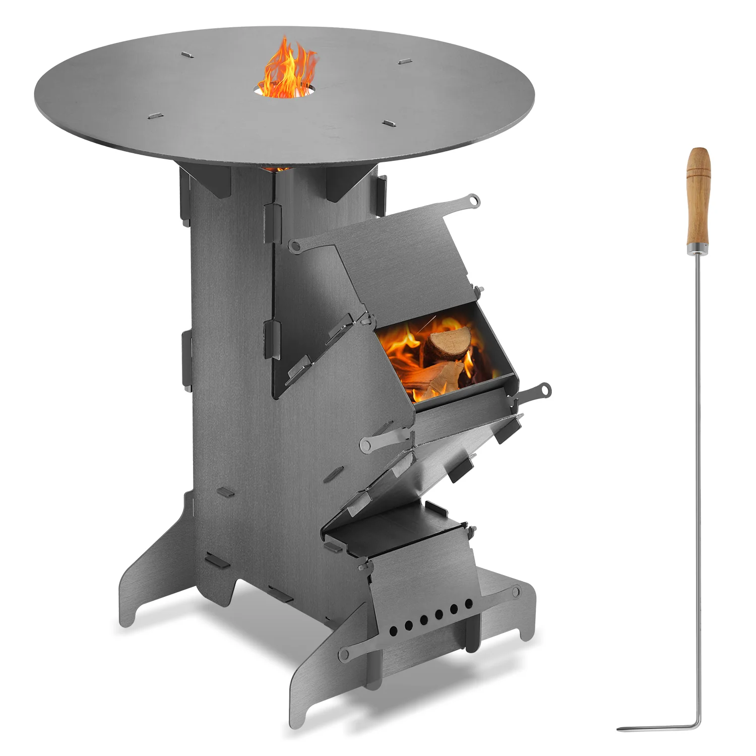 Raketenofen Fire Gusseisen Stove mit Grillplatte