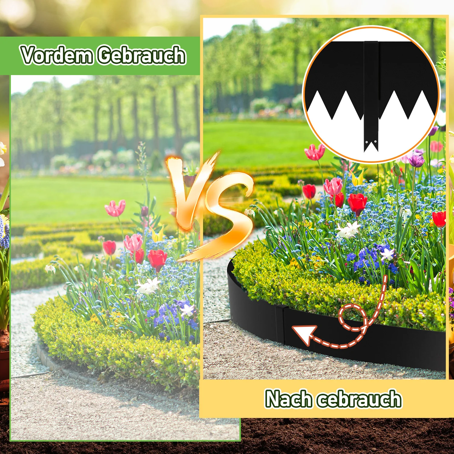 Rasenkanten Metall Sägezähnen 20cm