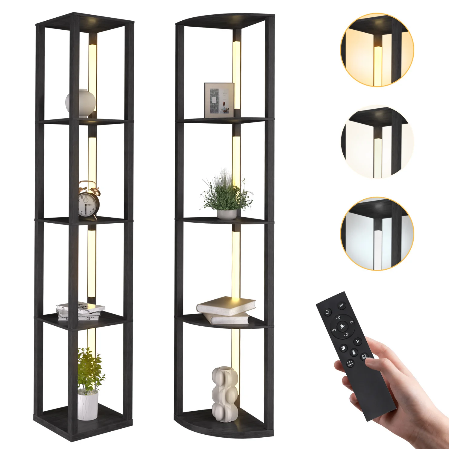 LED Stehleuchte Stehlampe Dimmbarer mit Regal und Fernbedienung