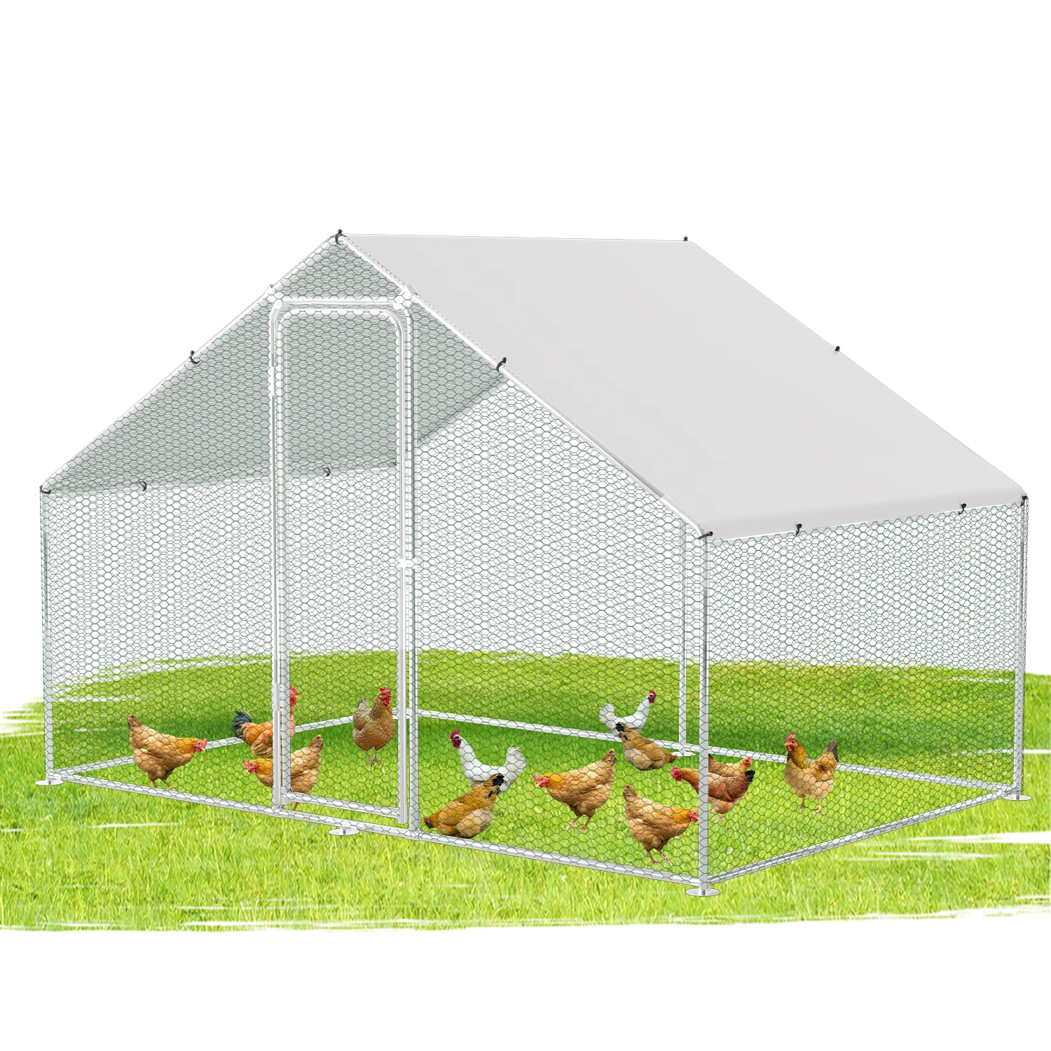 Hühnerstall Freilaufgehege Verzinkter Stahl mit Dachplane 3*2*2m