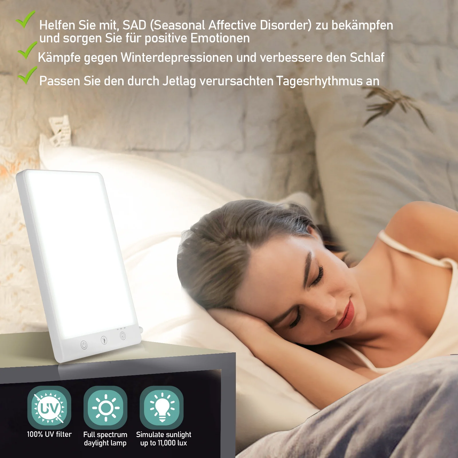 SAD Tageslichtlampe 11000 LUX Lichttherapie Lampe