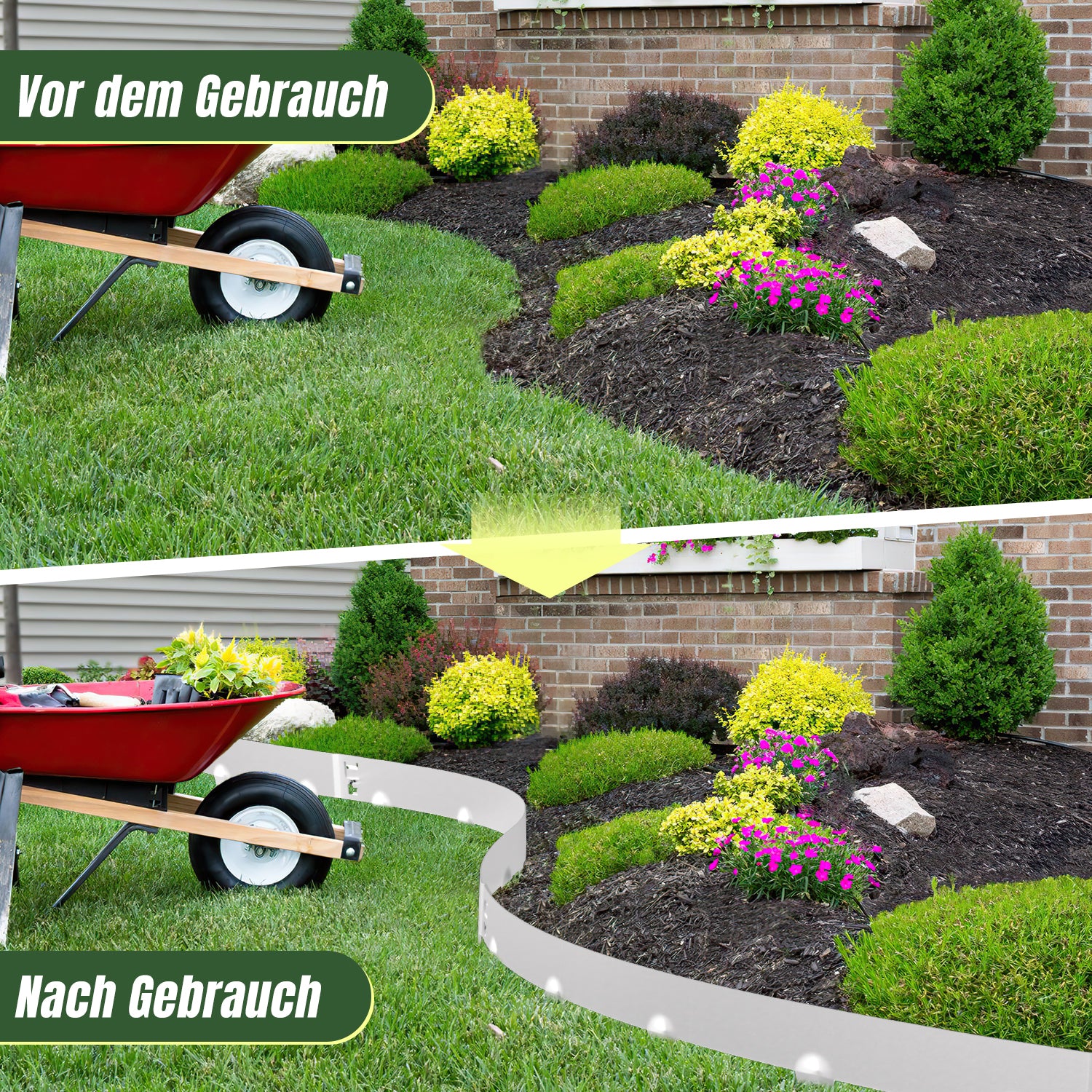 Rasenkante Metall Beetumrandung mit Dornen 15cm/18cm Silber