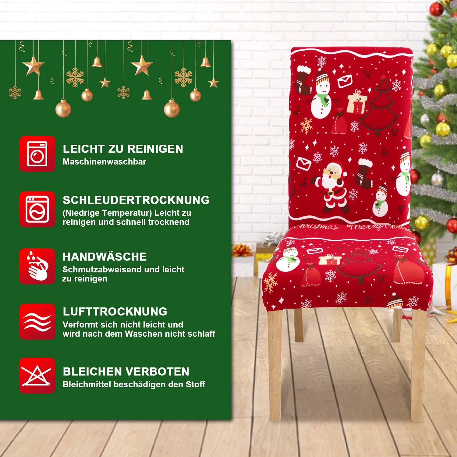 Weihnachtliche Stuhlhussen Universelle 6er Set