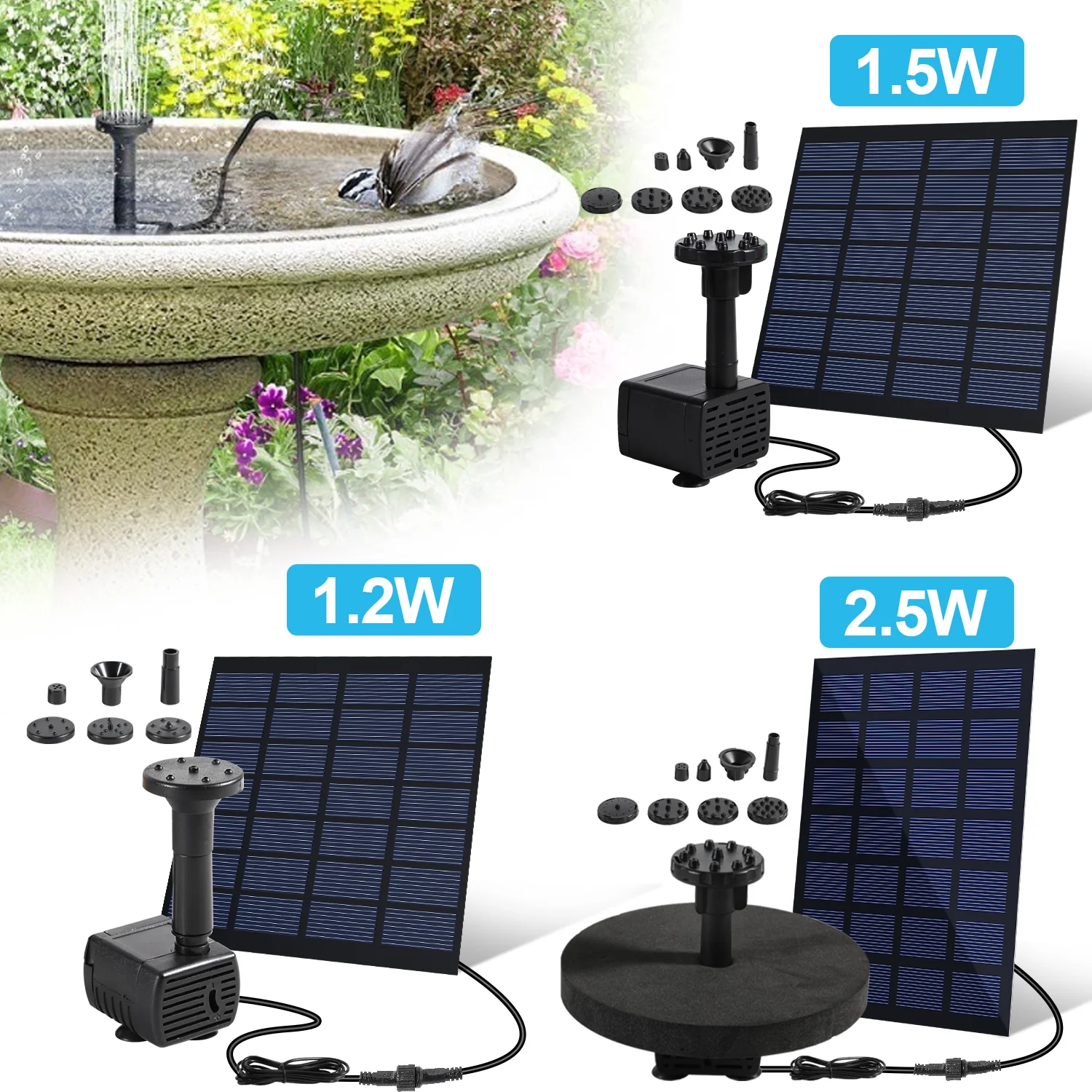 SolarPumpe Teichpumpe 1.2W/1.5W/2.5W