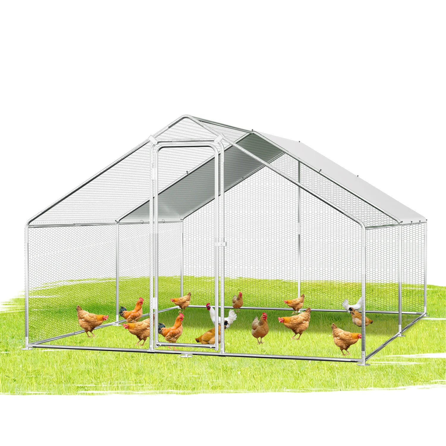 Hühnerstall Freilaufgehege Verzinkter Stahl mit Dachplane 3*4*2m