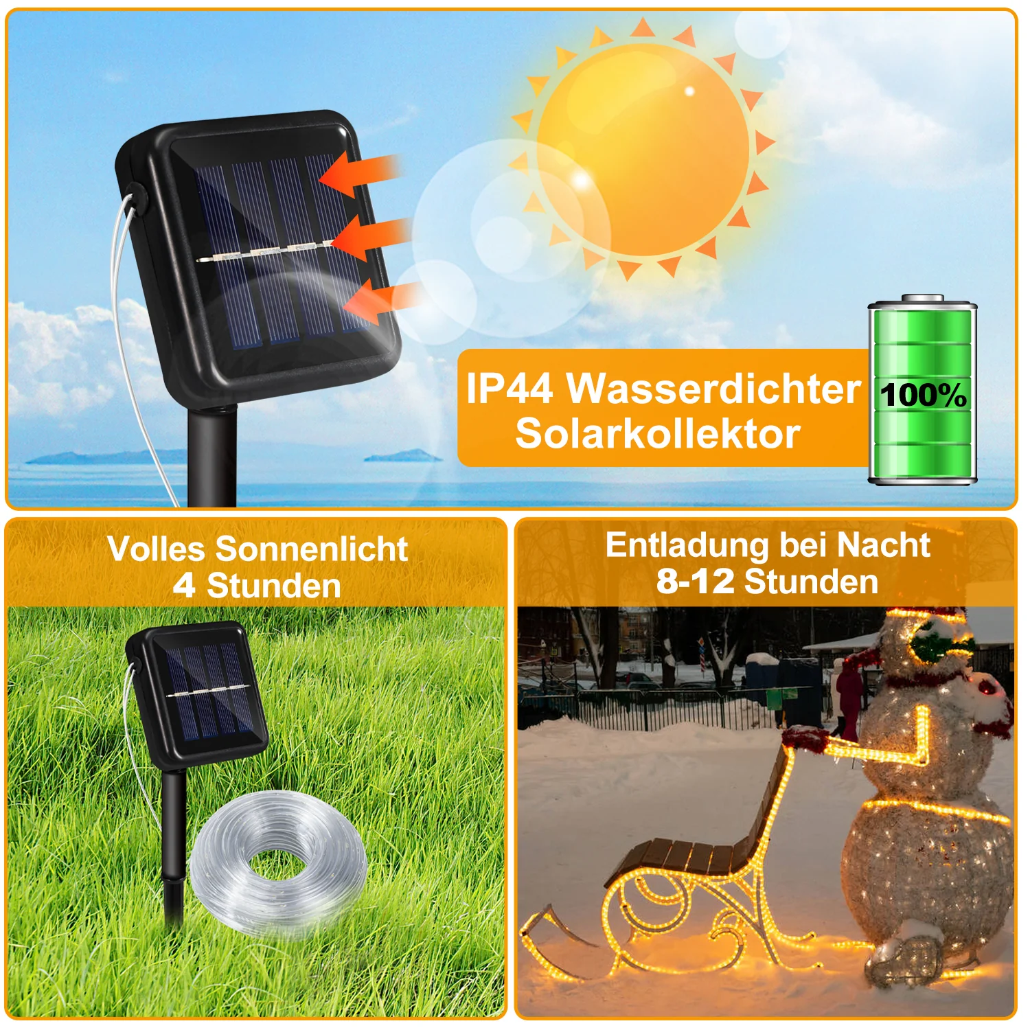 Solar LED Lichterkette Aussen IP65
