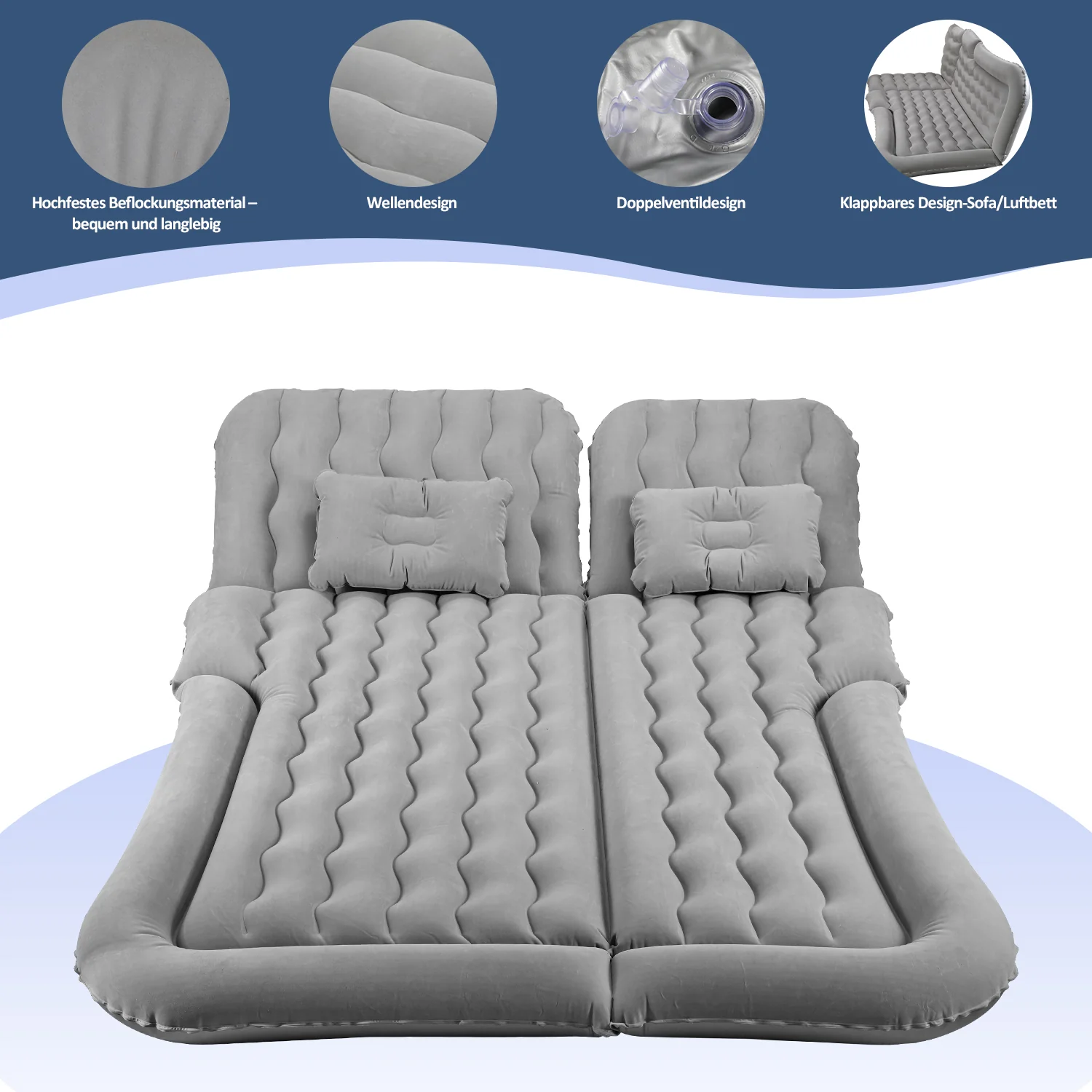 Luftbett Auto Luftmatratze mit Kopfkissen
