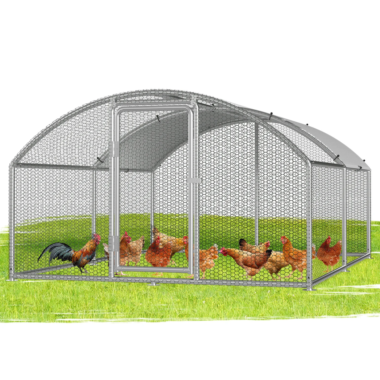 Hühnerstall Freilaufgehege Kuppeldach Verzinktem Stahl 3x4x2m