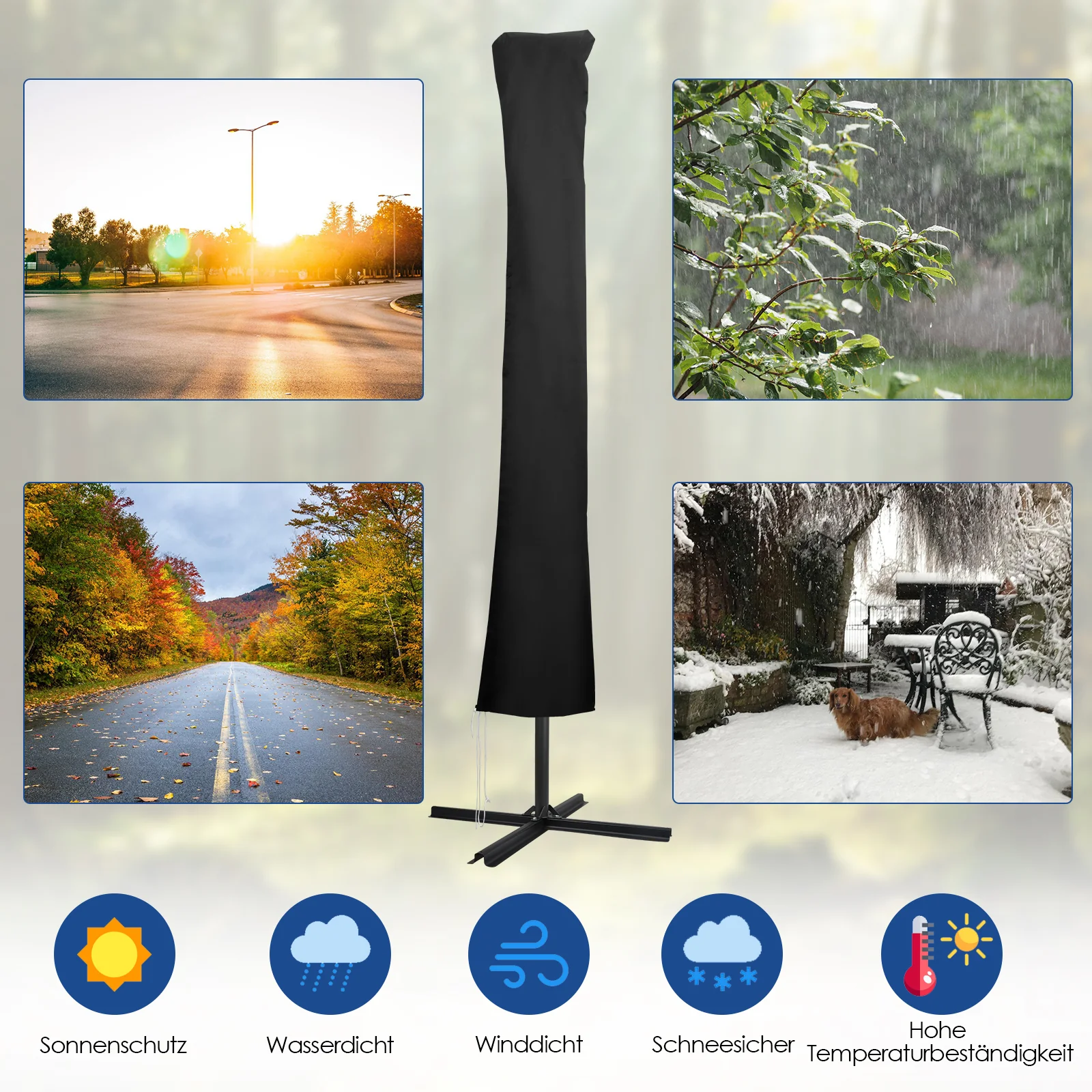 Sonnenschirm Schutzhülle Abdeckung mit Stab